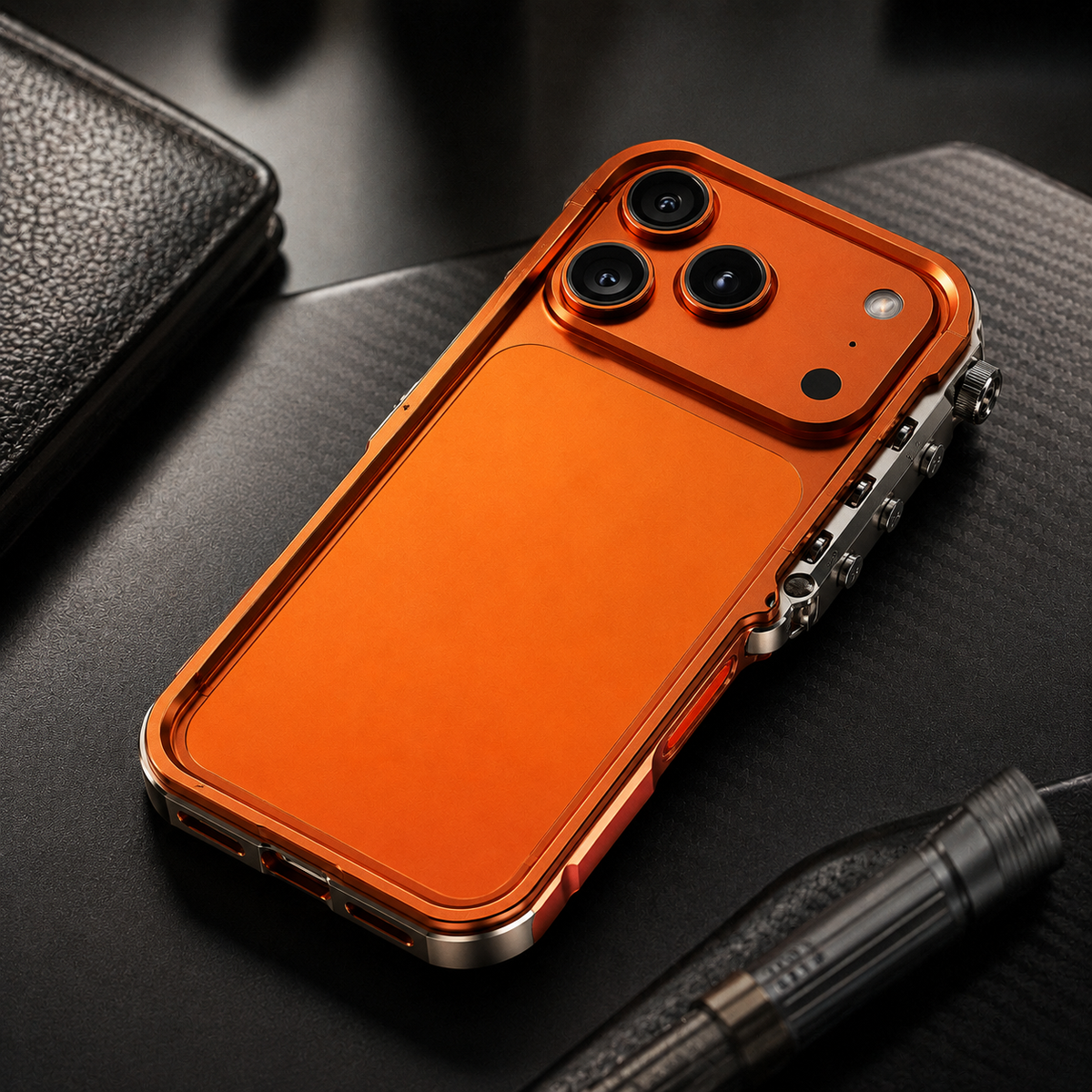 Premium iPhone Case Magnetic Aluminum Alloy Armor Shockproof Protective Cover Reinforced Metal Frame Anti Scratch Non Slip Glitter Heat Resistant Rugged Slim