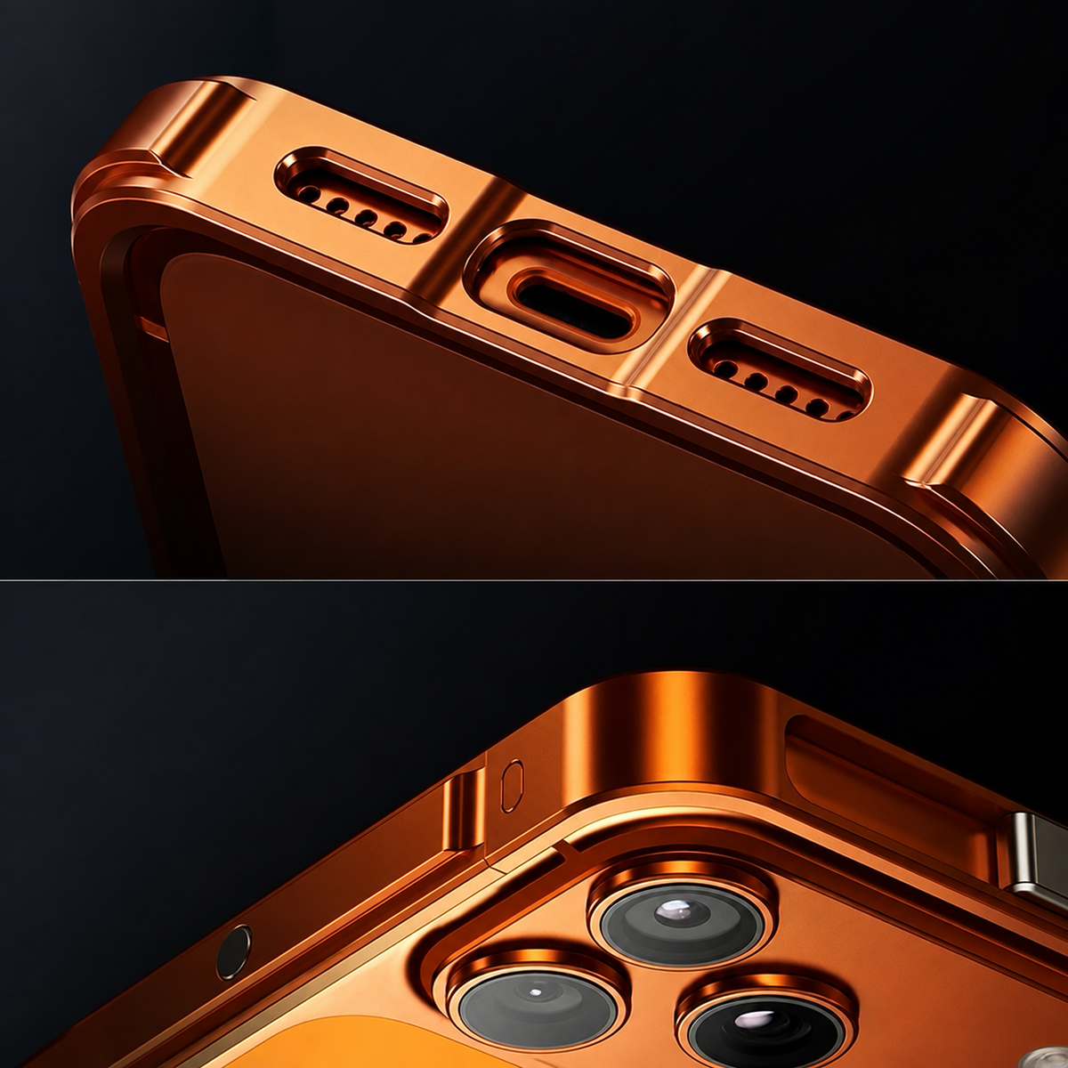Premium iPhone Case Magnetic Aluminum Alloy Armor Shockproof Protective Cover Reinforced Metal Frame Anti Scratch Non Slip Glitter Heat Resistant Rugged Slim