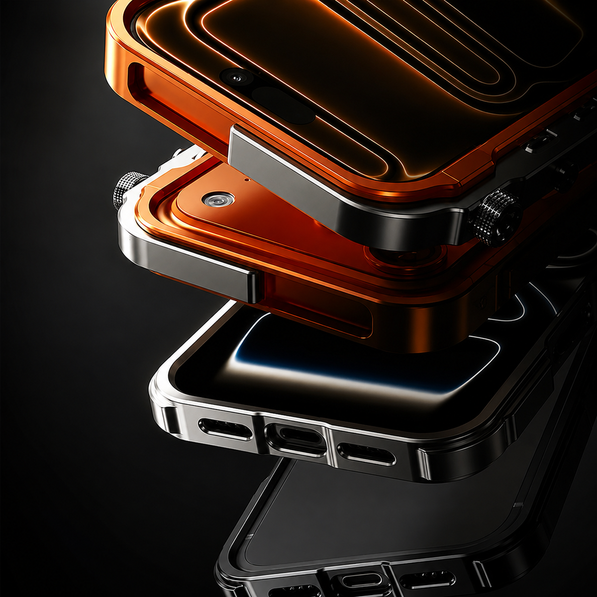 Premium iPhone Case Magnetic Aluminum Alloy Armor Shockproof Protective Cover Reinforced Metal Frame Anti Scratch Non Slip Glitter Heat Resistant Rugged Slim