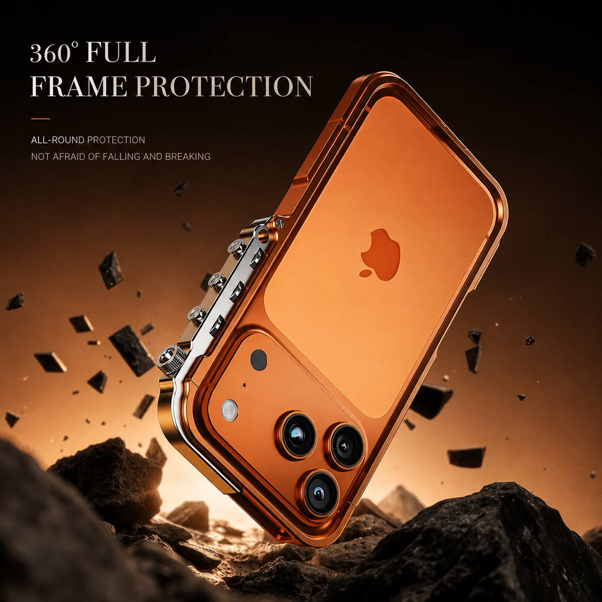 Premium iPhone Case Magnetic Aluminum Alloy Armor Shockproof Protective Cover Reinforced Metal Frame Anti Scratch Non Slip Glitter Heat Resistant Rugged Slim