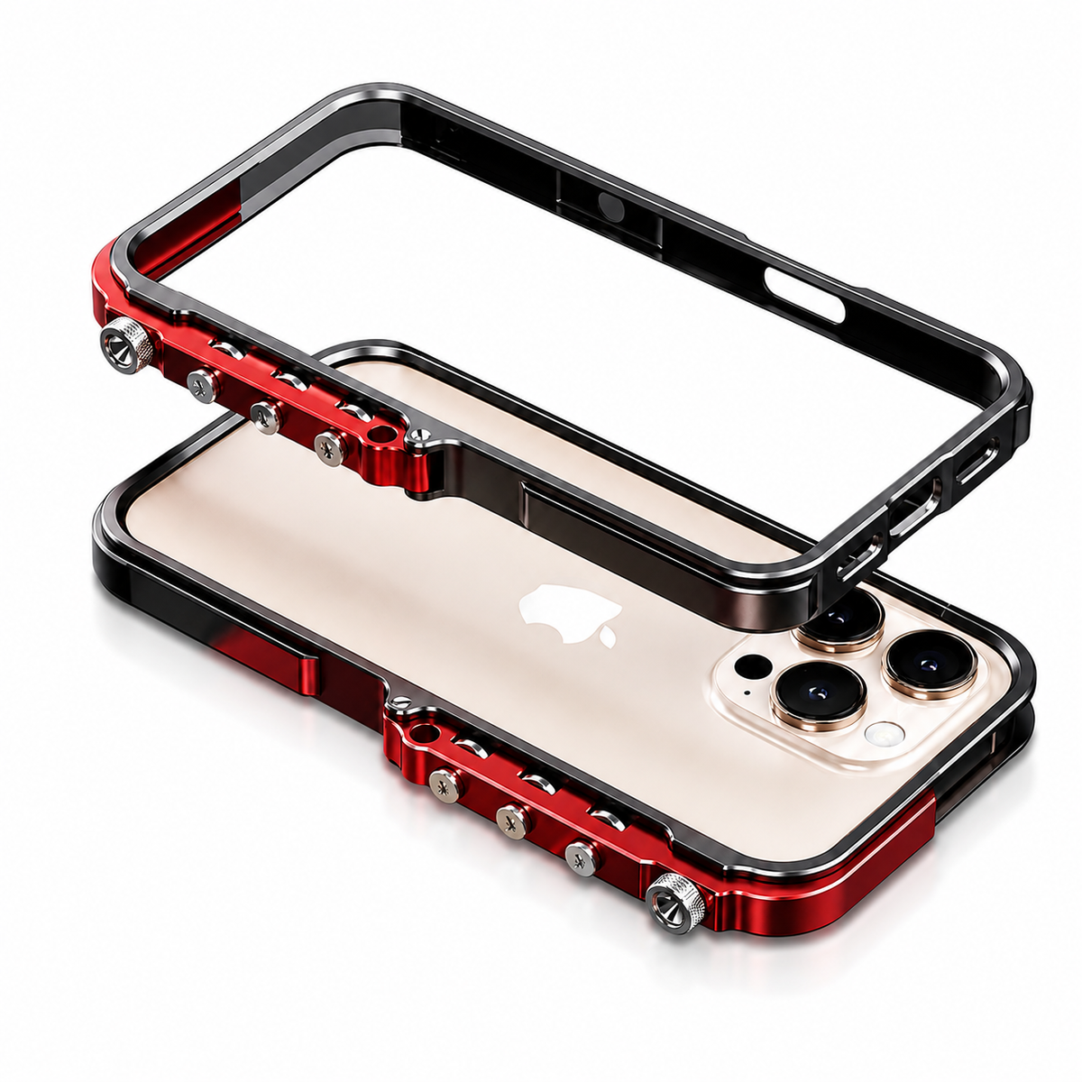 Premium iPhone Case Magnetic Aluminum Alloy Armor Shockproof Protective Cover Reinforced Metal Frame Anti Scratch Non Slip Glitter Heat Resistant Rugged Slim