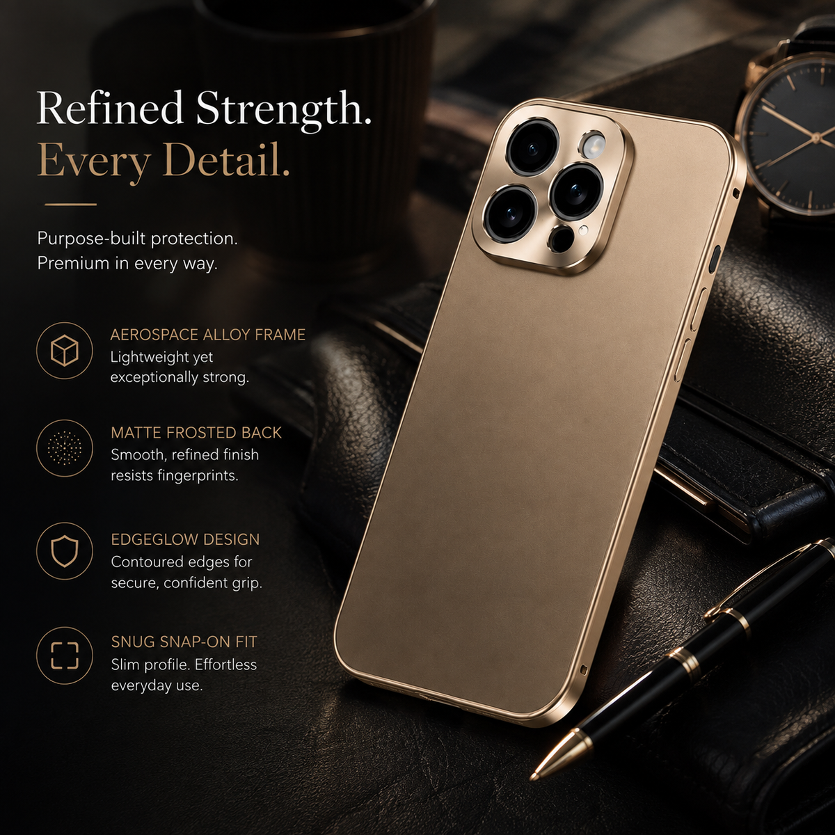 Premium iPhone Case Magnetic Aluminum Frame Shockproof Protective Cover Full Camera Lens Protection Slim Metal Design Wireless Charging Compatible