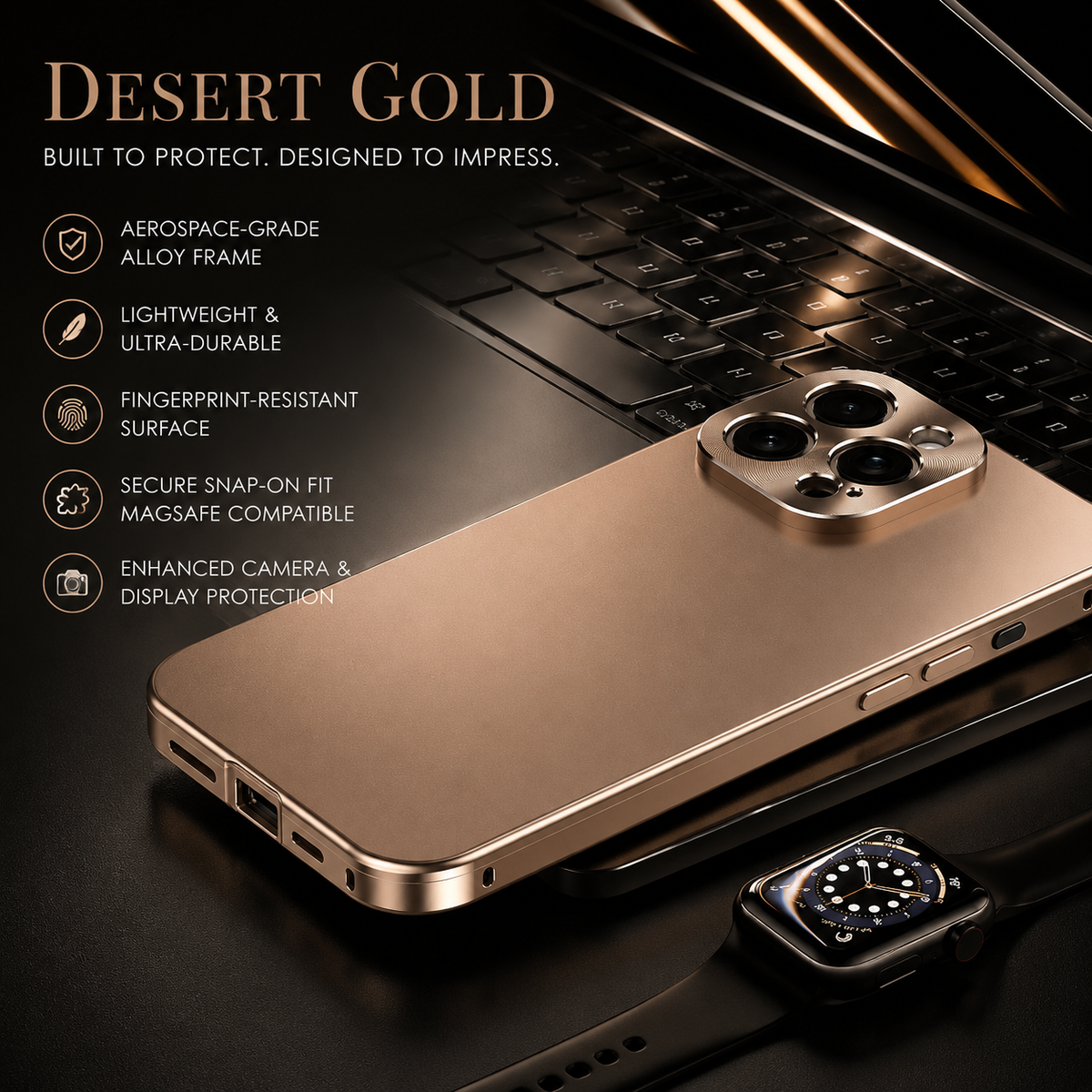 Premium iPhone Case Magnetic Aluminum Frame Shockproof Protective Cover Full Camera Lens Protection Slim Metal Design Wireless Charging Compatible
