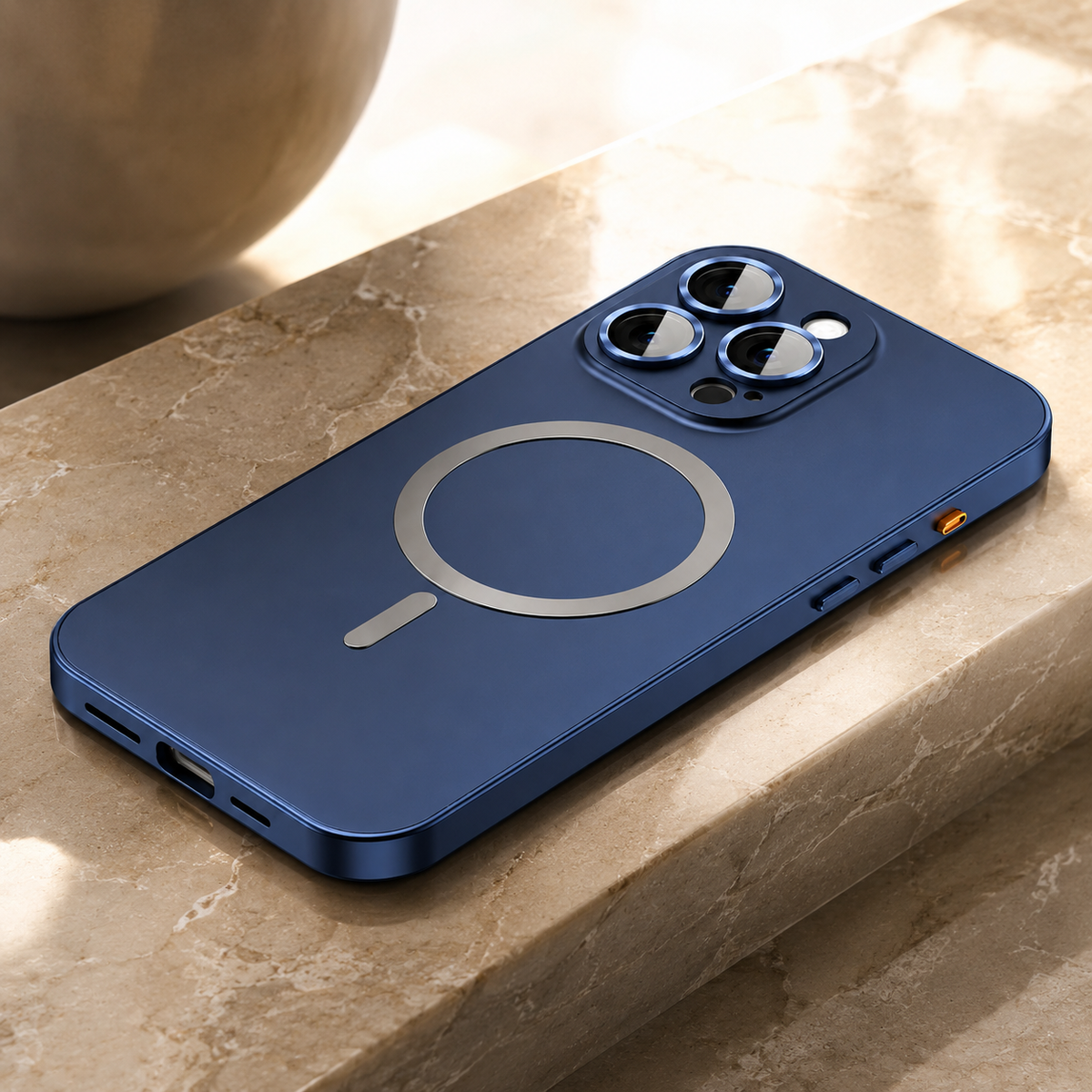 Premium iPhone Case Magnetic Aluminum Metal Frame Cover Hard PC Back MagSafe Shockproof Matte Anti Fingerprint Camera Lens Protection Slim Design