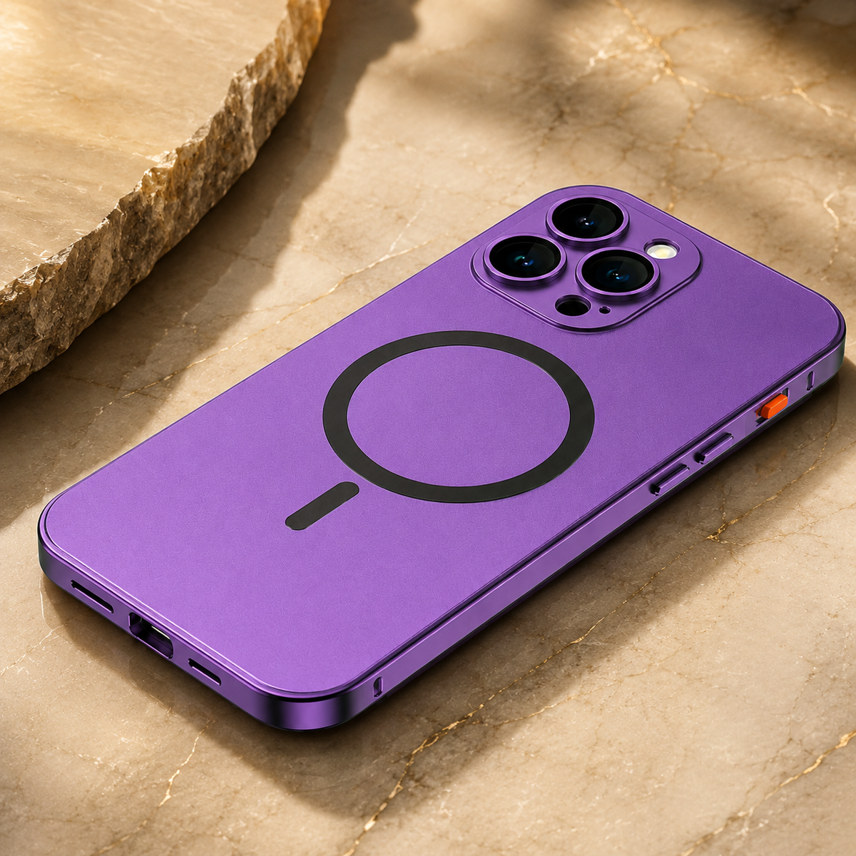 Premium iPhone Case Magnetic Aluminum Metal Frame Cover Hard PC Back MagSafe Shockproof Matte Anti Fingerprint Camera Lens Protection Slim Design