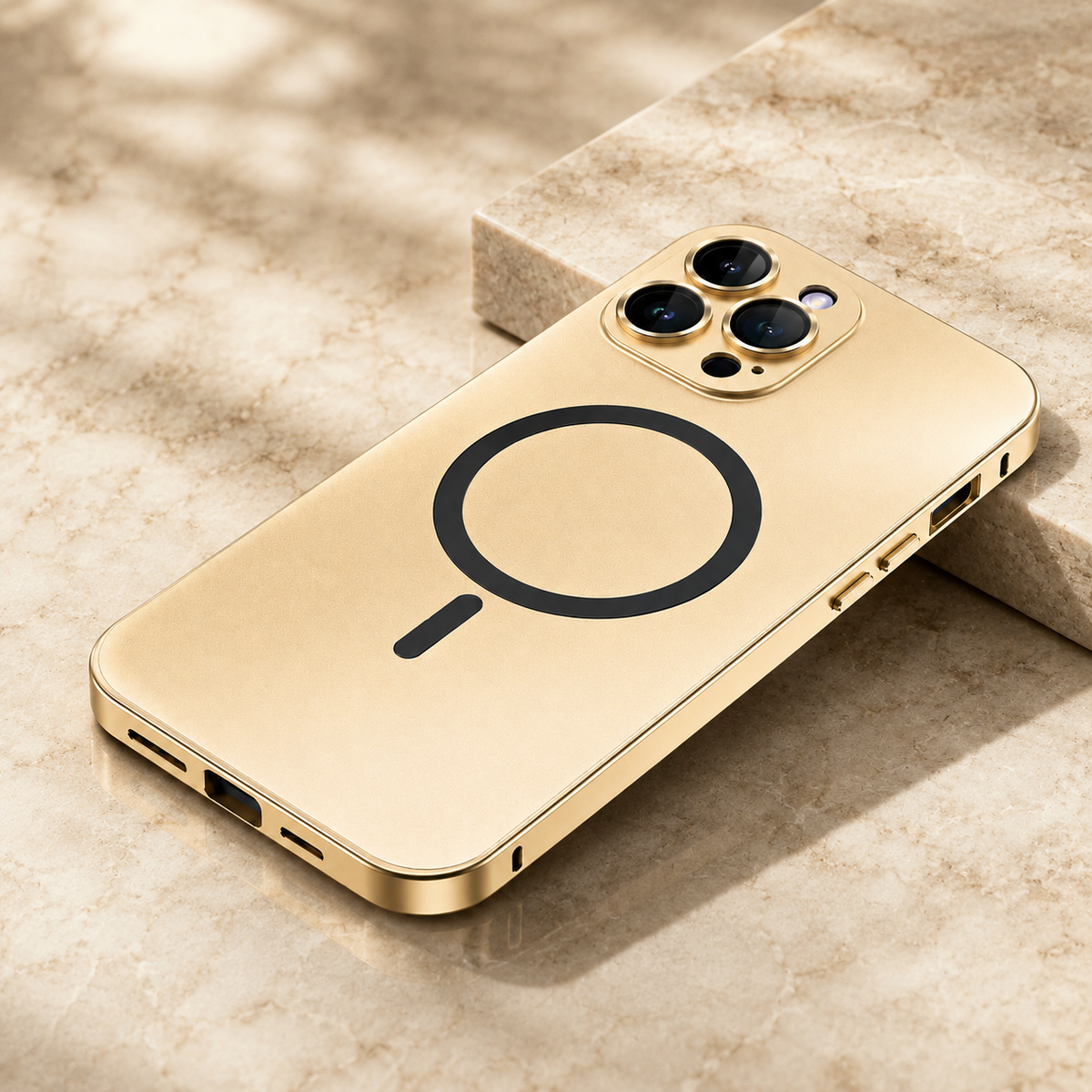 Premium iPhone Case Magnetic Aluminum Metal Frame Cover Hard PC Back MagSafe Shockproof Matte Anti Fingerprint Camera Lens Protection Slim Design
