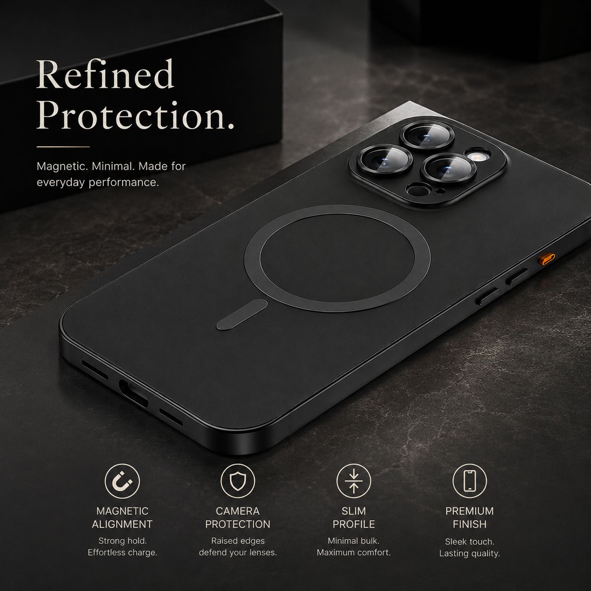 Premium iPhone Case Magnetic Aluminum Metal Frame Cover Hard PC Back MagSafe Shockproof Matte Anti Fingerprint Camera Lens Protection Slim Design