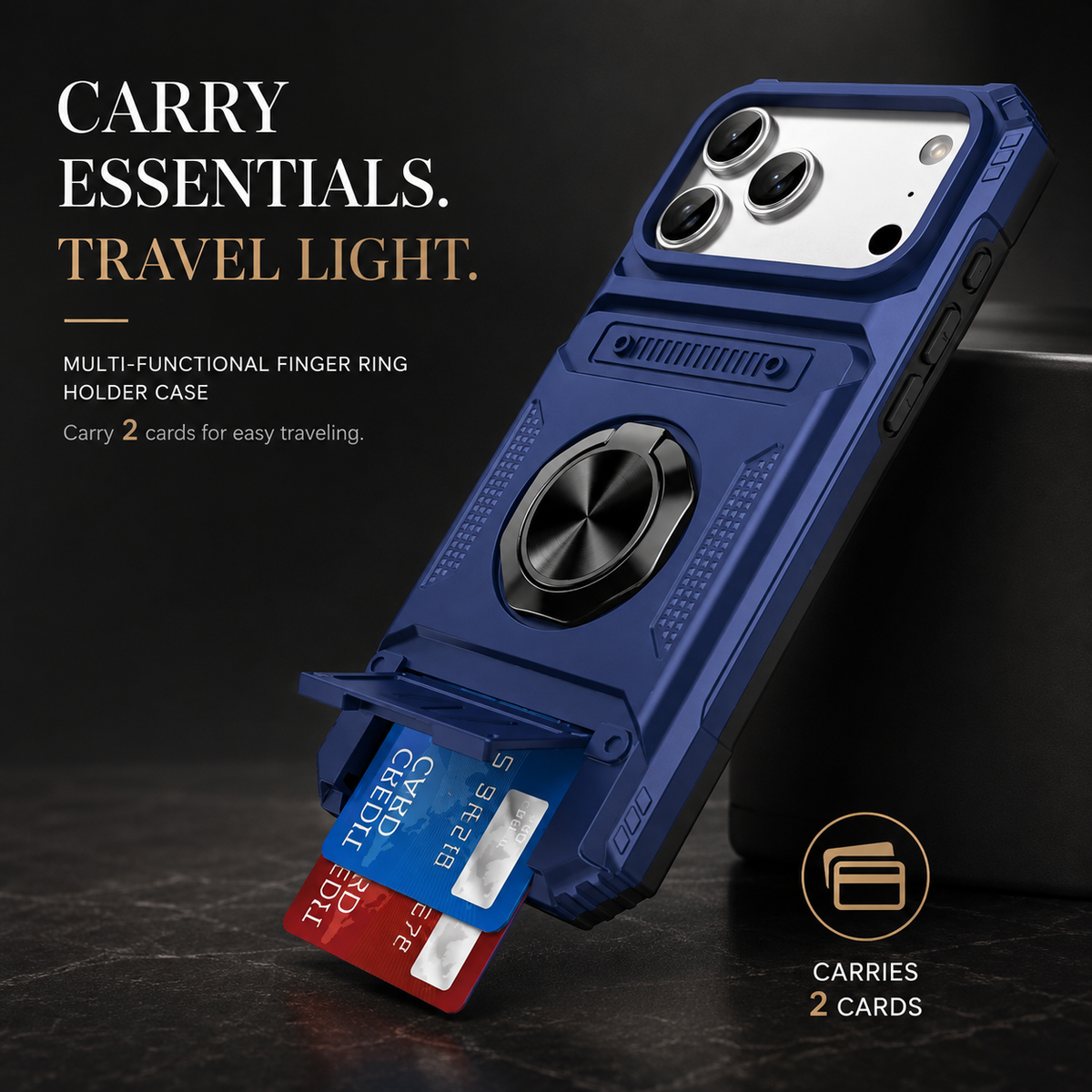 Premium iPhone Case Magnetic Armor Card Slot Wallet Kickstand Shockproof Plastic Silicone Holder Anti Drop Reinforced Protective Bumper Cover Case