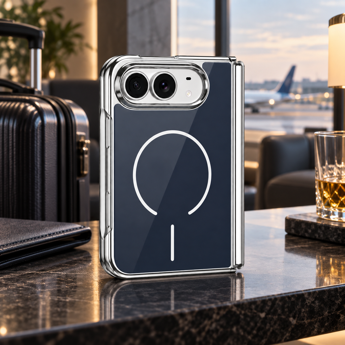 Premium iPhone Case Magnetic Built In Screen Protector Glass PC Full Wrap Shockproof Foldable Anti Scratch Non Slip Wireless Charging Protective Cover
