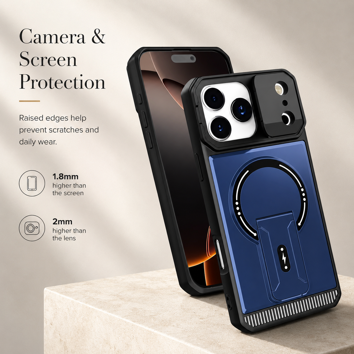 Premium iPhone Case Magnetic Carbon Fiber Leather Kickstand Camera Lens Protection Shockproof Slim Stand Holder Protective Cover