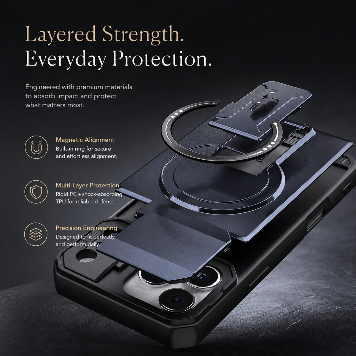 Premium iPhone Case Magnetic Carbon Fiber Leather Kickstand Camera Lens Protection Shockproof Slim Stand Holder Protective Cover