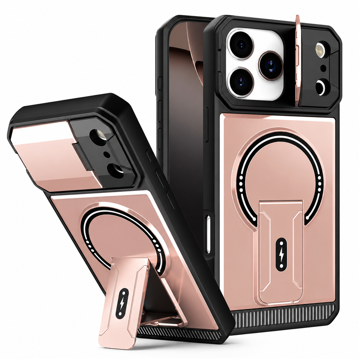 Premium iPhone Case Magnetic Carbon Fiber Leather Kickstand Camera Lens Protector Stand Holder Shockproof Slim Protective Cover