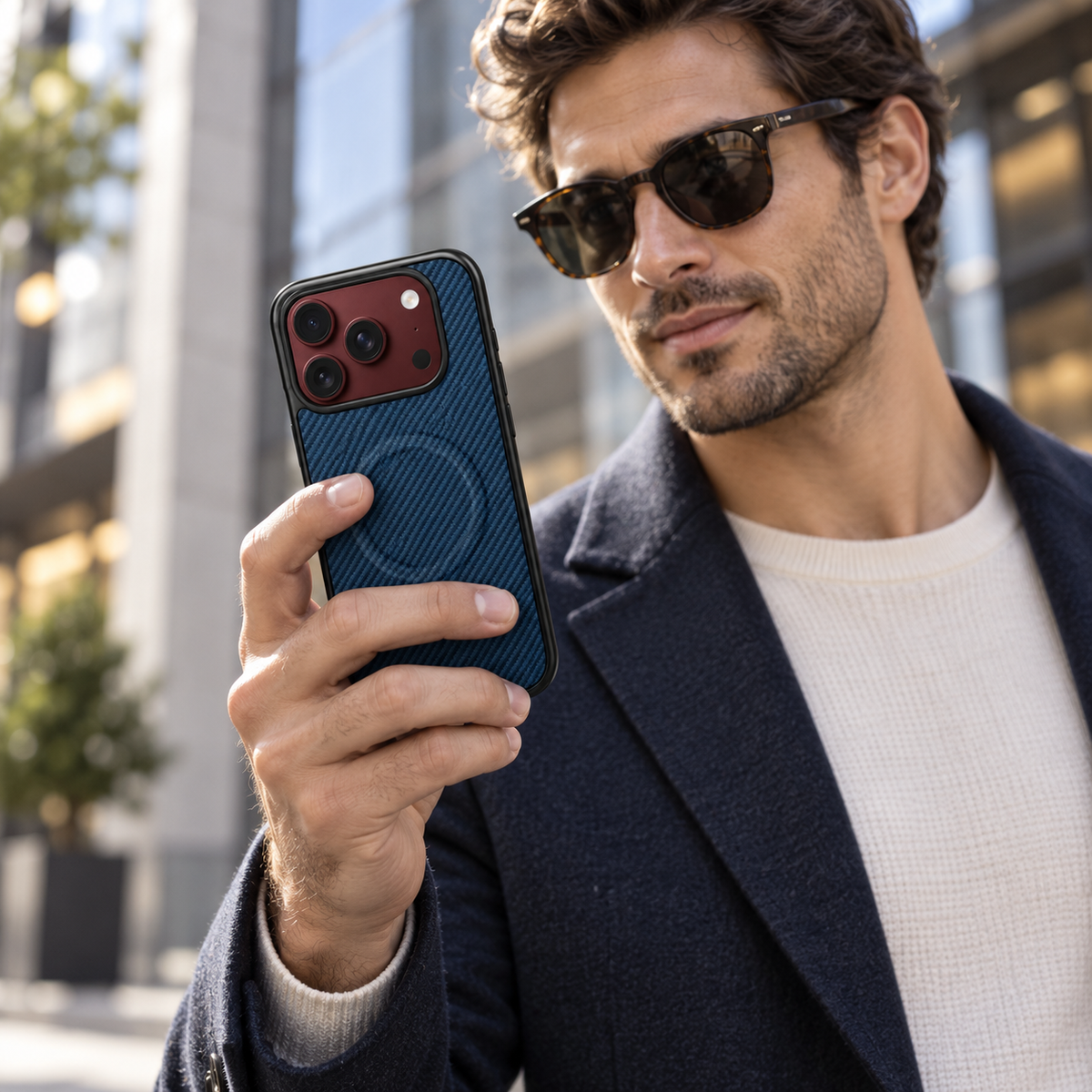 Premium iPhone Case Magnetic Carbon Fiber Texture Soft TPU Foldable Shockproof Anti Knock Wireless Charging Slim Protective Back Cover Case Design