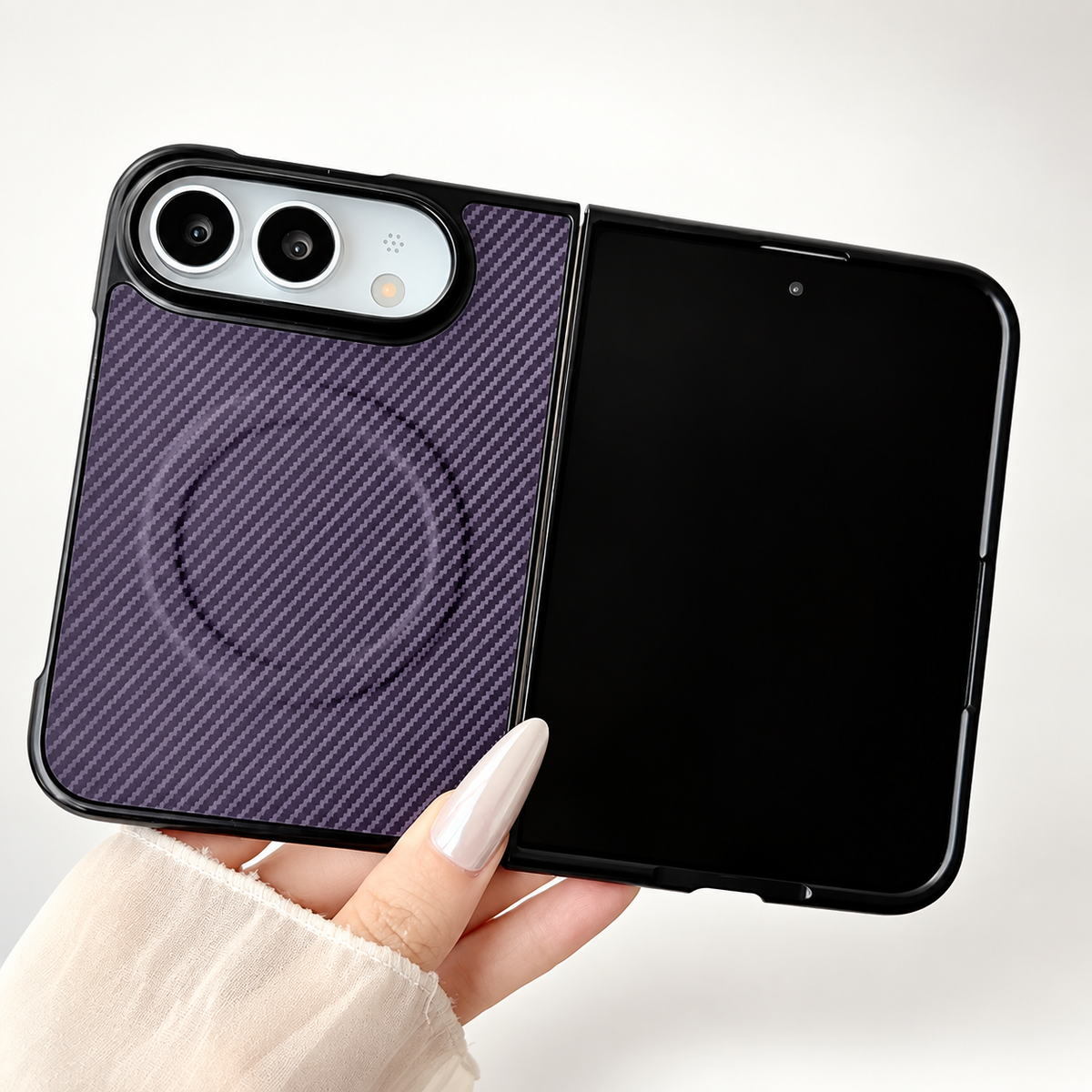 Premium iPhone Case Magnetic Carbon Fiber Texture Soft TPU Foldable Shockproof Anti Knock Wireless Charging Slim Protective Back Cover Case Design