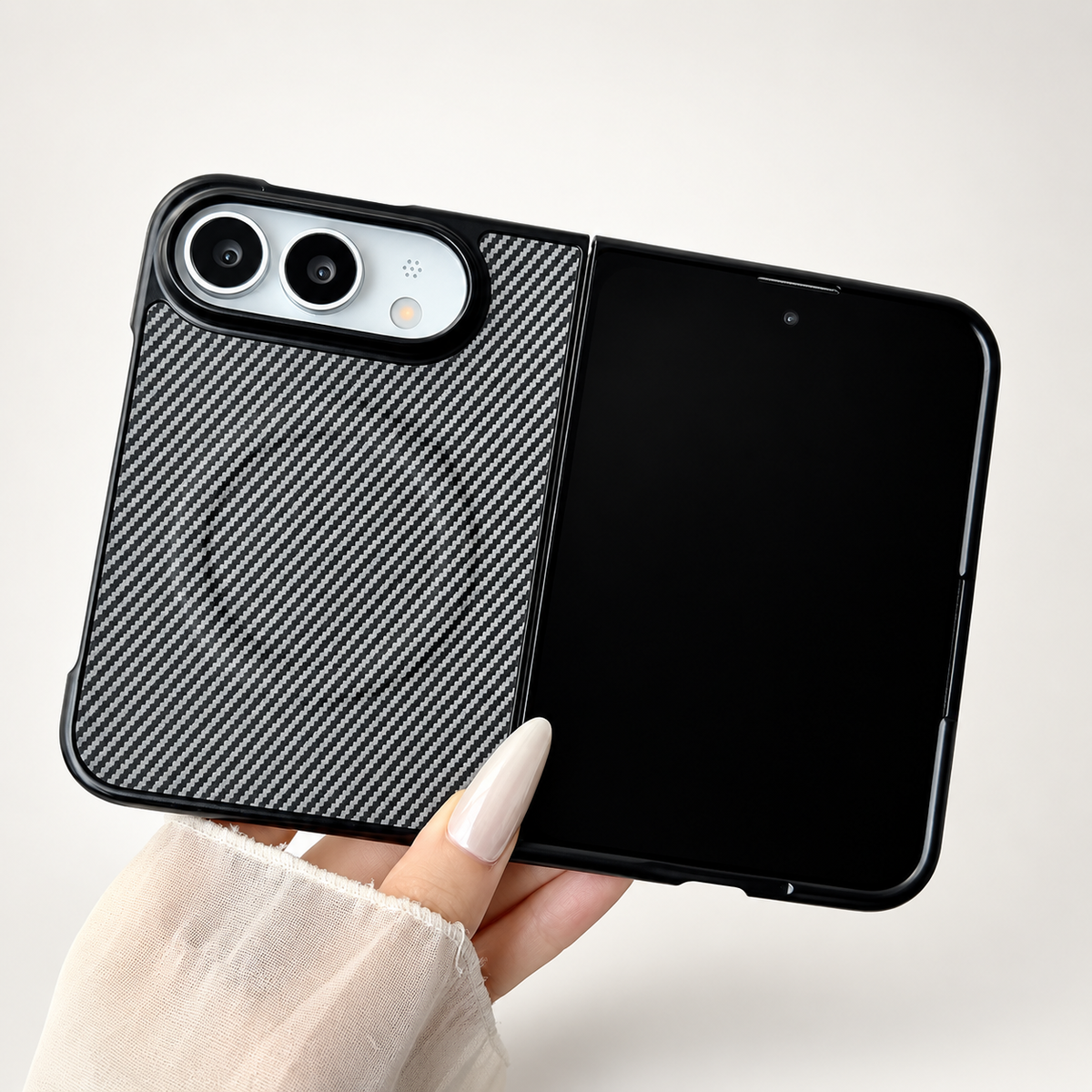 Premium iPhone Case Magnetic Carbon Fiber Texture Soft TPU Foldable Shockproof Anti Knock Wireless Charging Slim Protective Back Cover Case Design