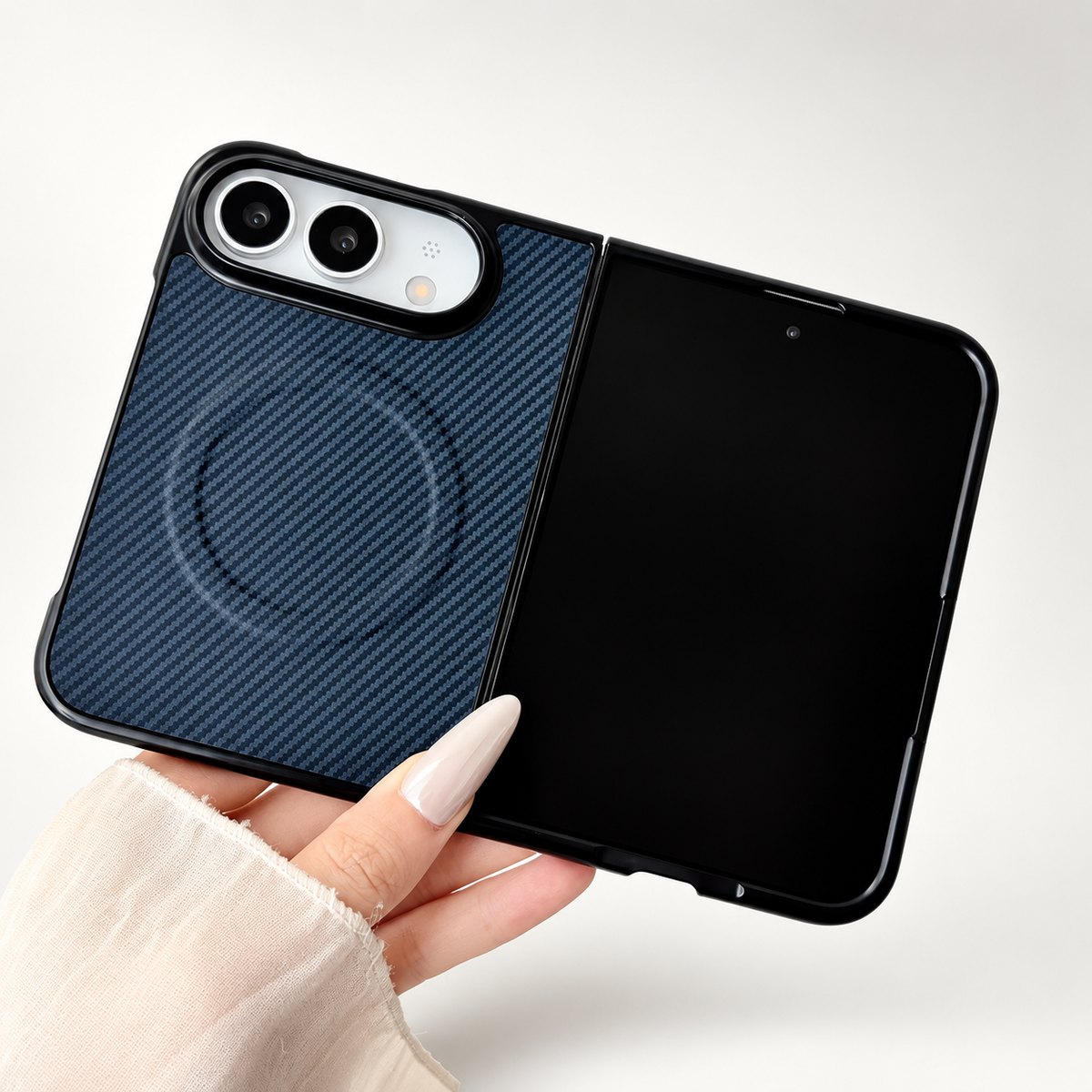 Premium iPhone Case Magnetic Carbon Fiber Texture Soft TPU Foldable Shockproof Anti Knock Wireless Charging Slim Protective Back Cover Case Design