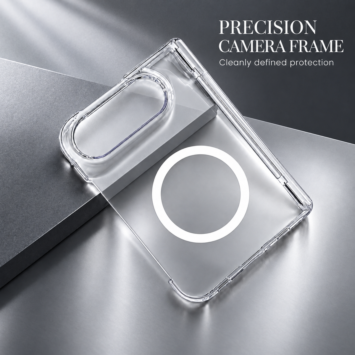 Premium iPhone Case Magnetic Crystal Clear Acrylic Foldable Shockproof Anti Scratch Non Slip Wireless Charging Minimalist Protective Cover Case