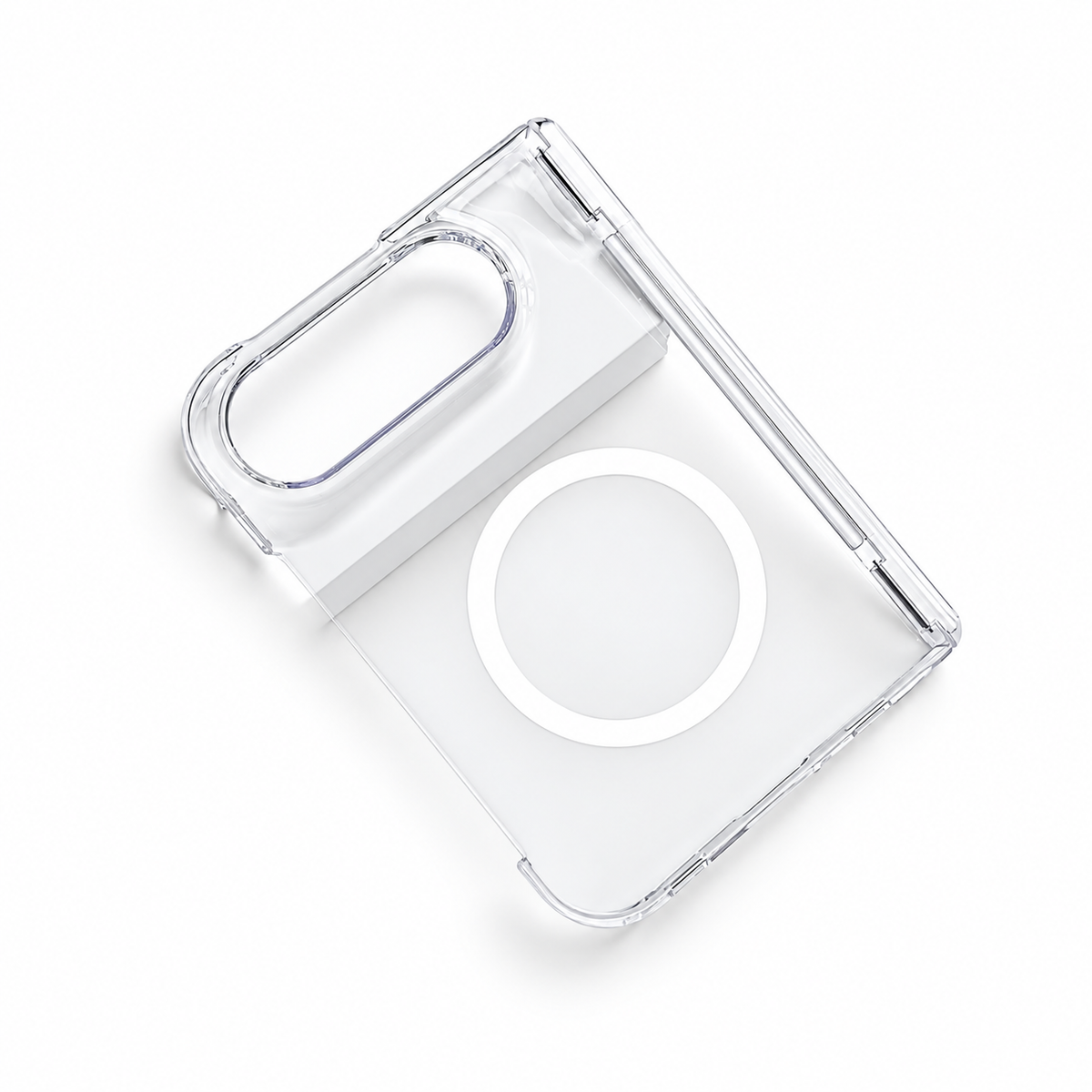 Premium iPhone Case Magnetic Crystal Clear Acrylic Foldable Shockproof Anti Scratch Non Slip Wireless Charging Minimalist Protective Cover Case