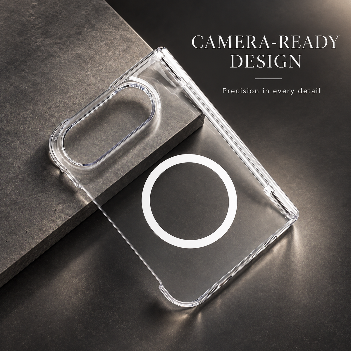 Premium iPhone Case Magnetic Crystal Clear Acrylic Foldable Shockproof Anti Scratch Non Slip Wireless Charging Minimalist Protective Cover Case