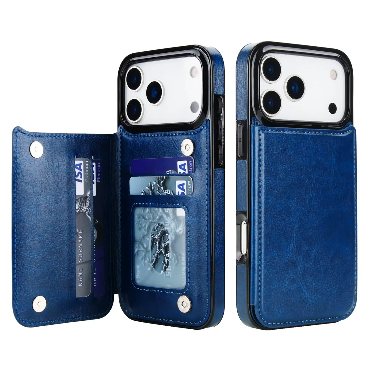 Premium iPhone Case Magnetic Flip Wallet Cover Faux Leather Card Holder Kickstand Shockproof Full Protection Camera Lens Guard Slim Protective Design