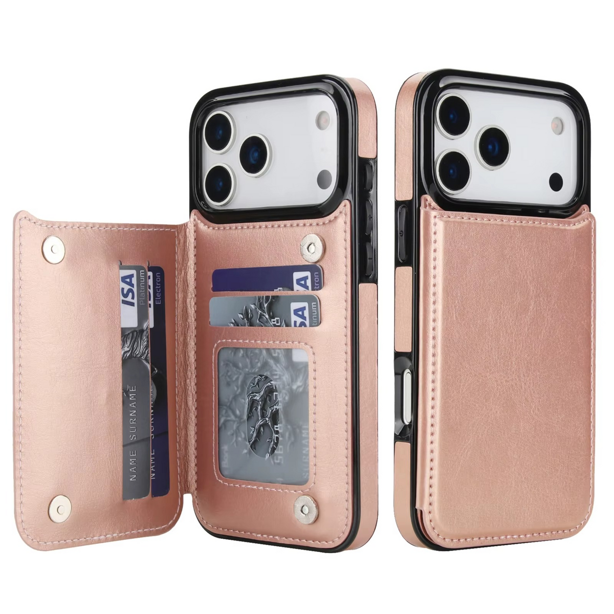 Premium iPhone Case Magnetic Flip Wallet Cover Faux Leather Card Holder Kickstand Shockproof Full Protection Camera Lens Guard Slim Protective Design