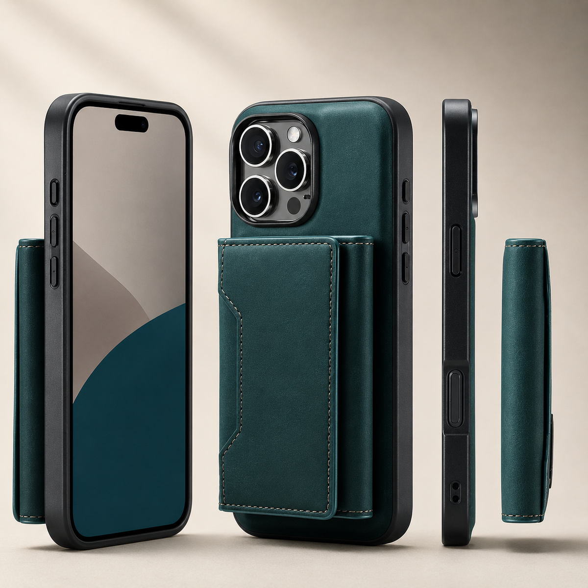 Premium iPhone Case Magnetic Leather Wallet Card Holder Money Pocket Kickstand Shockproof Protective Cover Anti Fingerprint Non Slip Slim Secure Storage