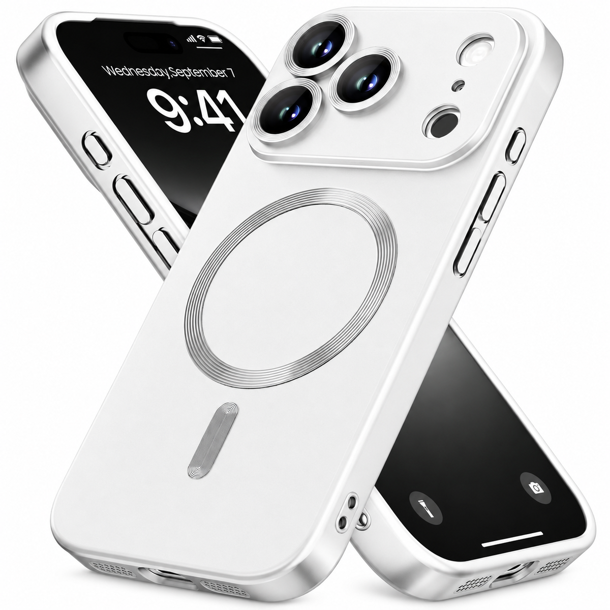 Premium iPhone Case Magnetic Matte Metallic TPU Shockproof Drop Protection Camera Lens Protector Anti Scratch Soft Bumper Protective Cover Case