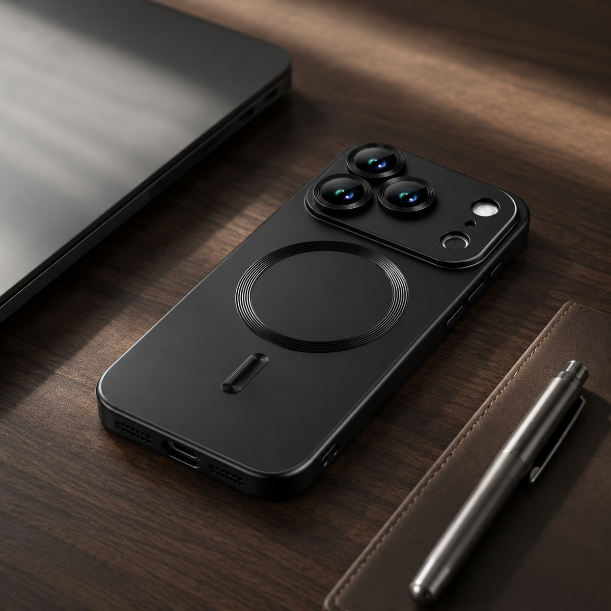Premium iPhone Case Magnetic Matte Metallic TPU Shockproof Drop Protection Camera Lens Protector Anti Scratch Soft Bumper Protective Cover Case