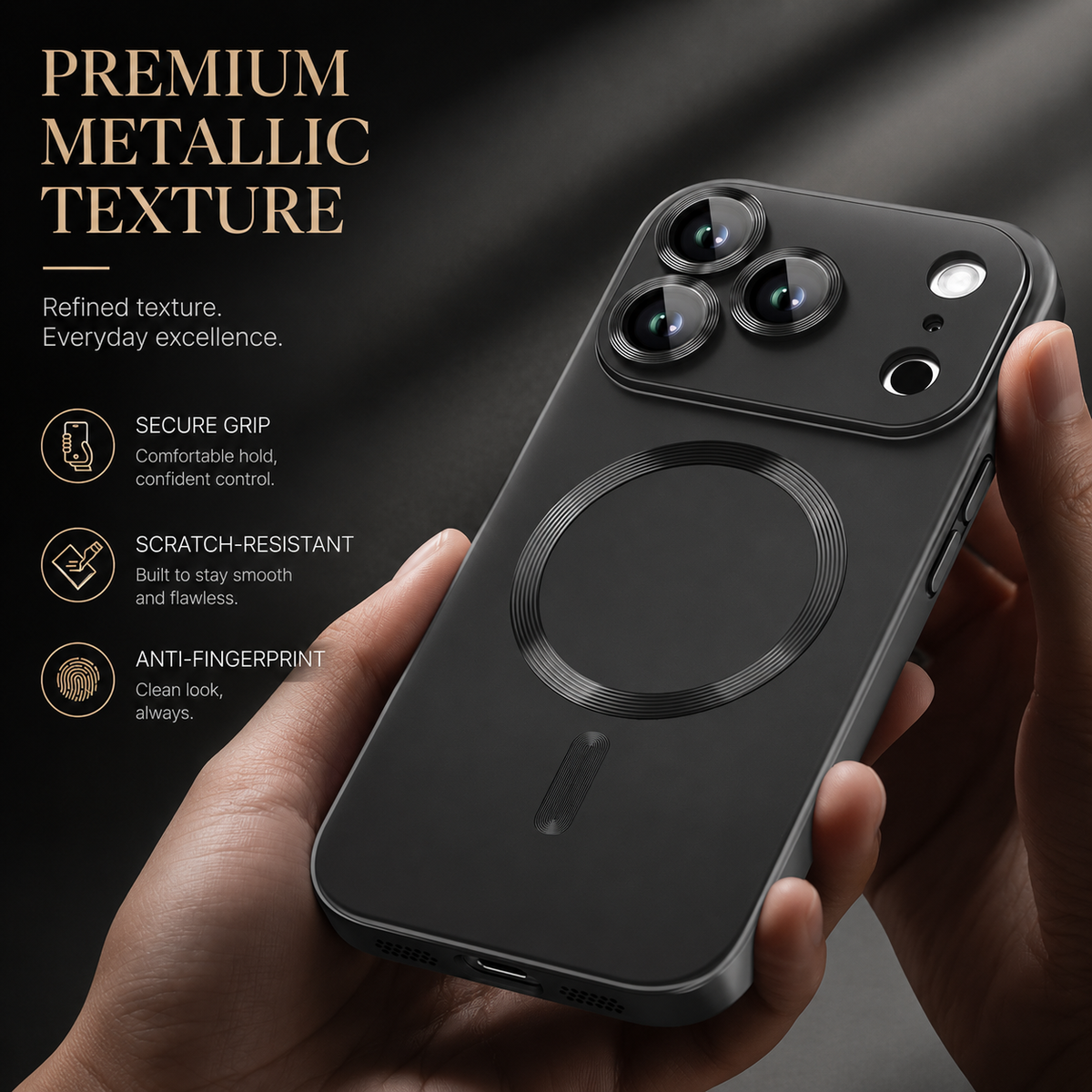 Premium iPhone Case Magnetic Matte Metallic TPU Shockproof Drop Protection Camera Lens Protector Anti Scratch Soft Bumper Protective Cover Case