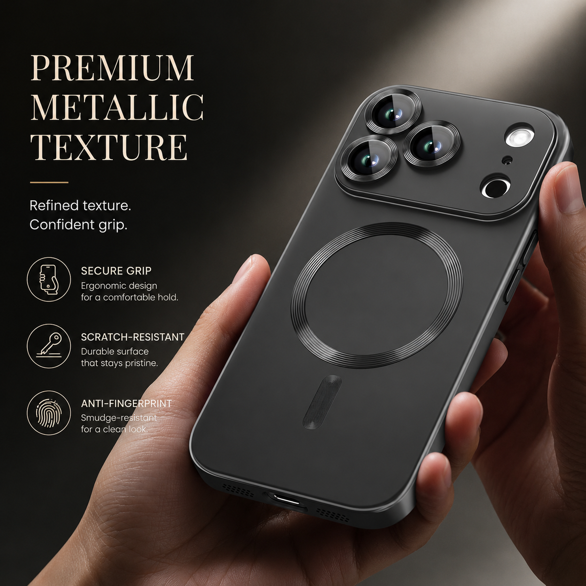 Premium iPhone Case Magnetic Matte Metallic TPU Shockproof Drop Protection Camera Lens Protector Anti Scratch Soft Bumper Protective Cover Case