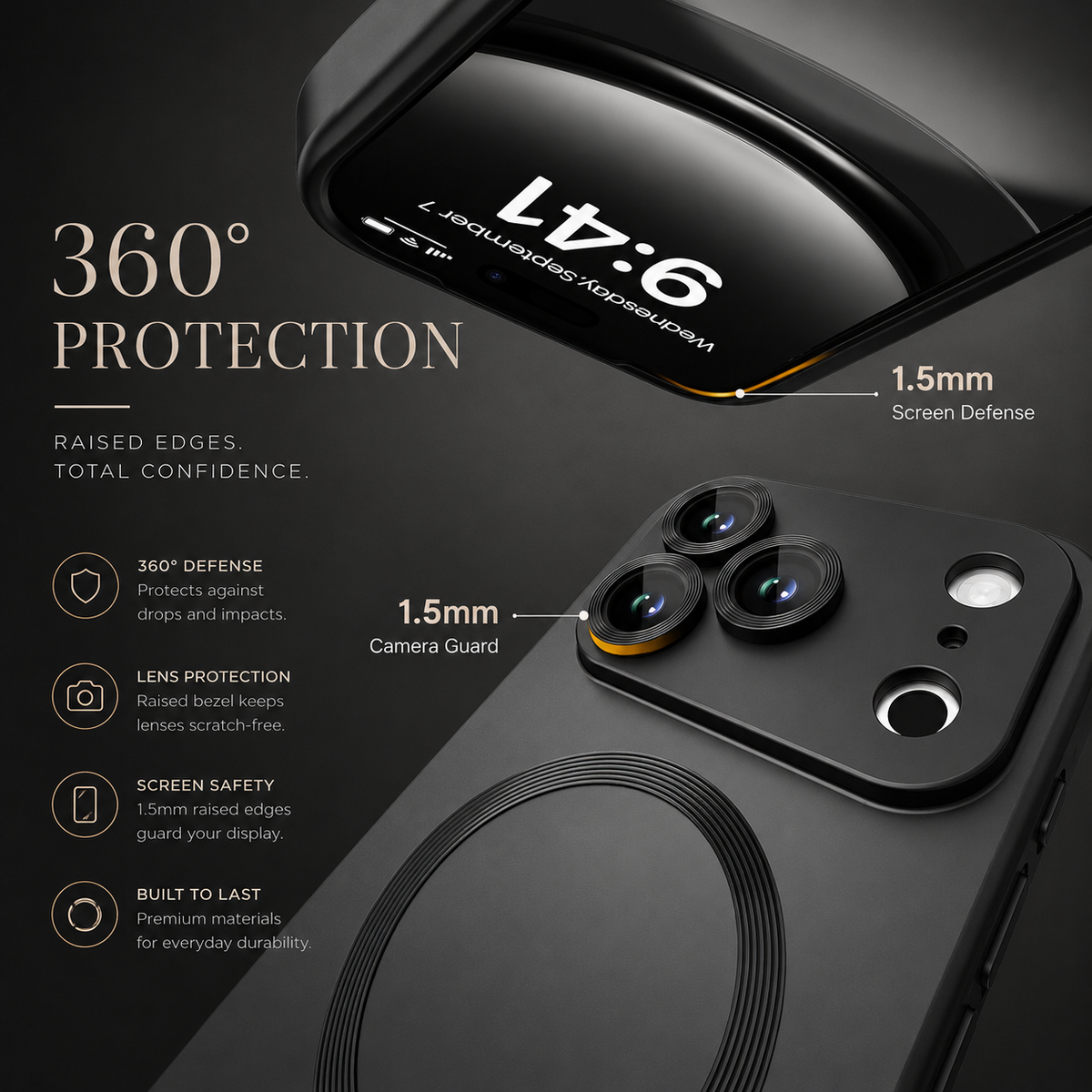 Premium iPhone Case Magnetic Matte Metallic TPU Shockproof Drop Protection Camera Lens Protector Anti Scratch Soft Bumper Protective Cover Case