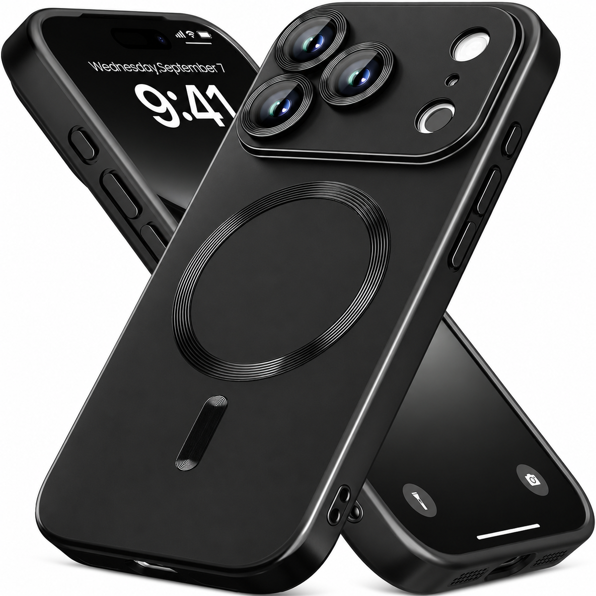 Premium iPhone Case Magnetic Matte Metallic TPU Shockproof Drop Protection Camera Lens Protector Anti Scratch Soft Bumper Protective Cover Case