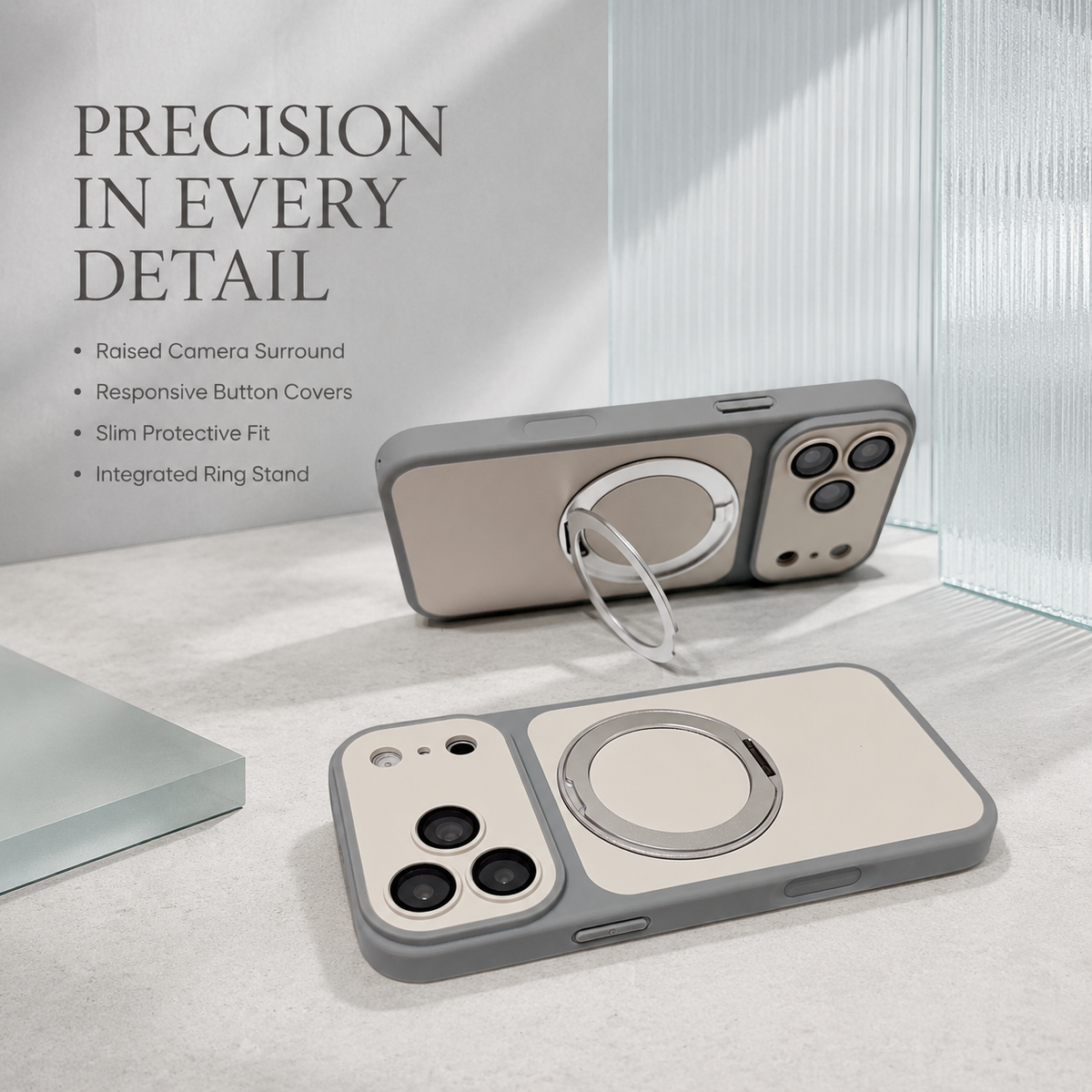 Premium iPhone Case Magnetic Metal Ring Holder Bracket Shockproof PC TPU 3D Anti Scratch Anti Fingerprint Slim Protective Bumper Phone Cover Case Design