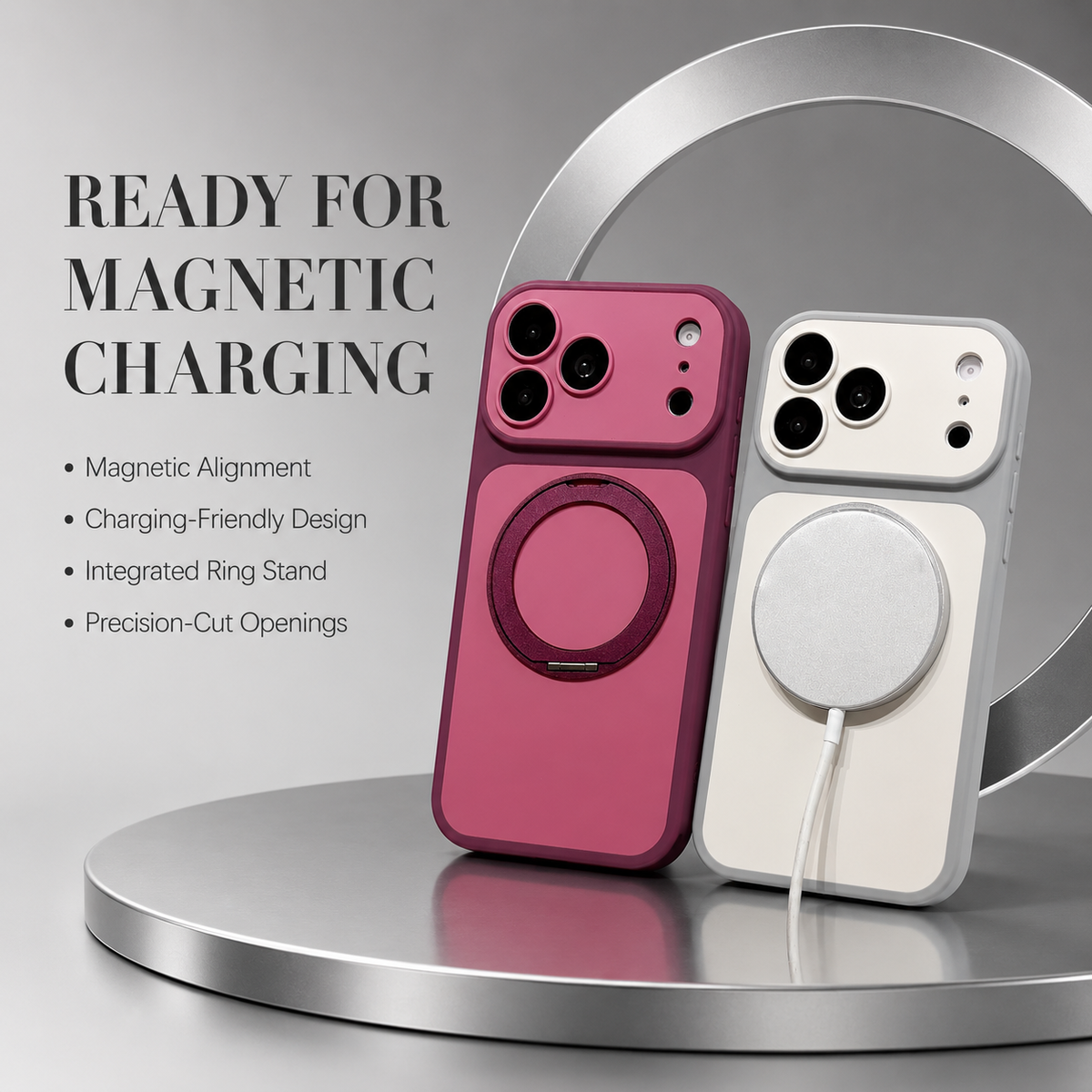 Premium iPhone Case Magnetic Metal Ring Holder Bracket Shockproof PC TPU 3D Anti Scratch Anti Fingerprint Slim Protective Bumper Phone Cover Case Design