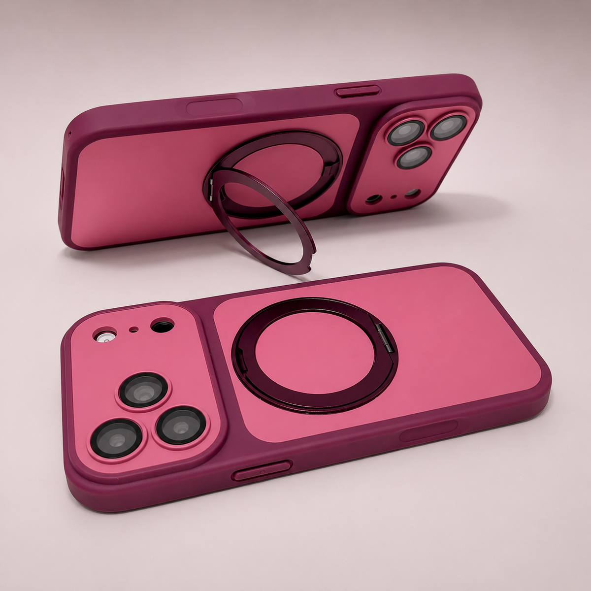 Premium iPhone Case Magnetic Metal Ring Holder Bracket Shockproof PC TPU 3D Anti Scratch Anti Fingerprint Slim Protective Bumper Phone Cover Case Design