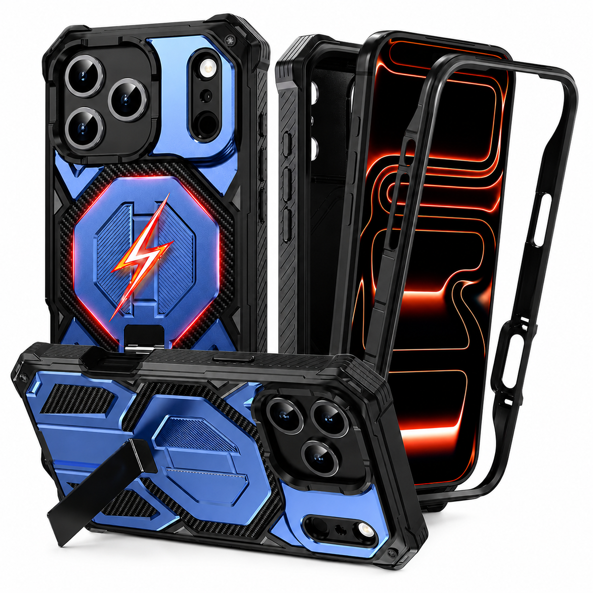Premium iPhone Case Magnetic Military Grade Cover Shockproof Heavy Duty Protective Ring Stand Full Coverage Camera Lens Guard Rugged Slim Durable Design