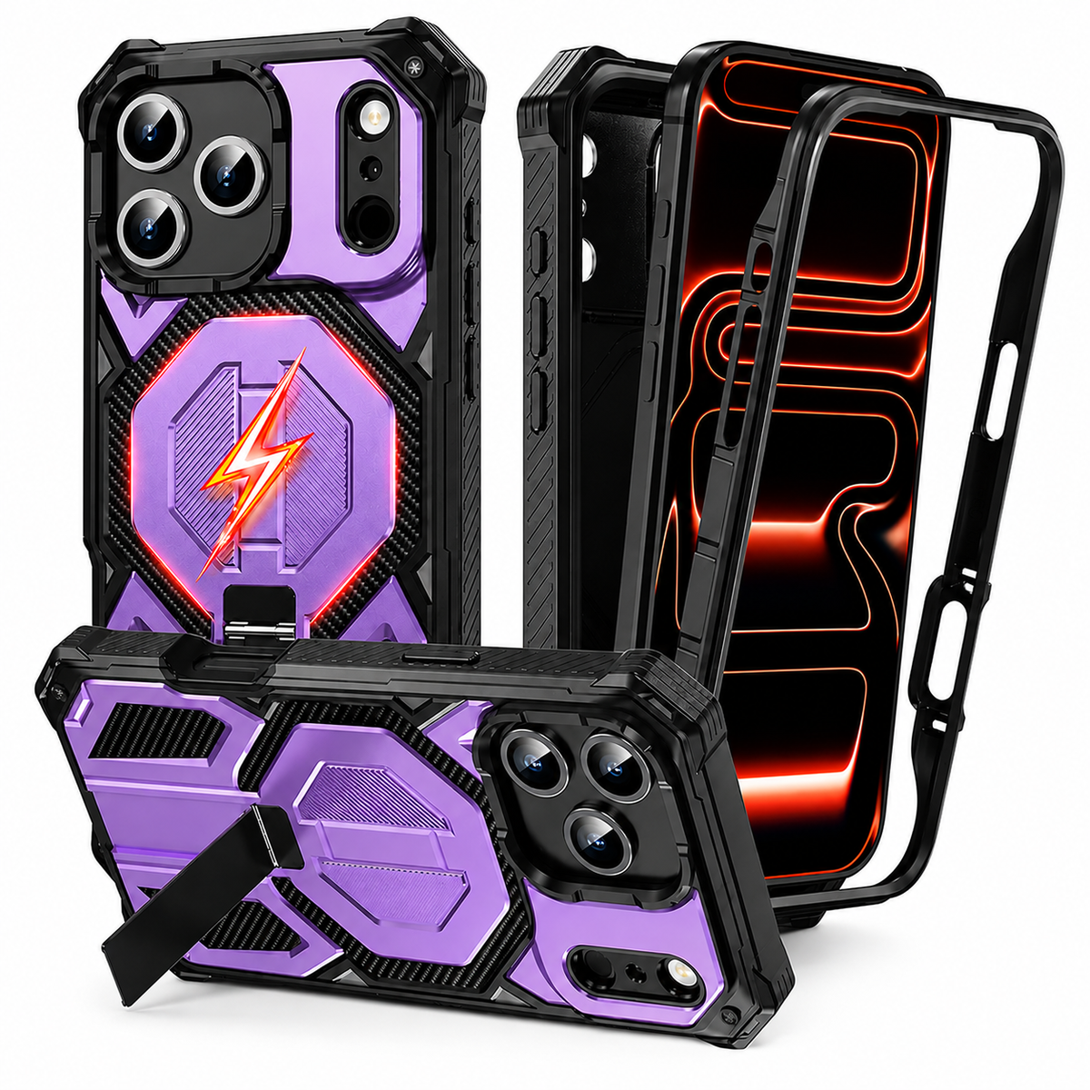 Premium iPhone Case Magnetic Military Grade Cover Shockproof Heavy Duty Protective Ring Stand Full Coverage Camera Lens Guard Rugged Slim Durable Design