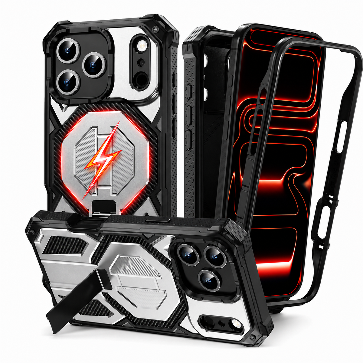 Premium iPhone Case Magnetic Military Grade Cover Shockproof Heavy Duty Protective Ring Stand Full Coverage Camera Lens Guard Rugged Slim Durable Design