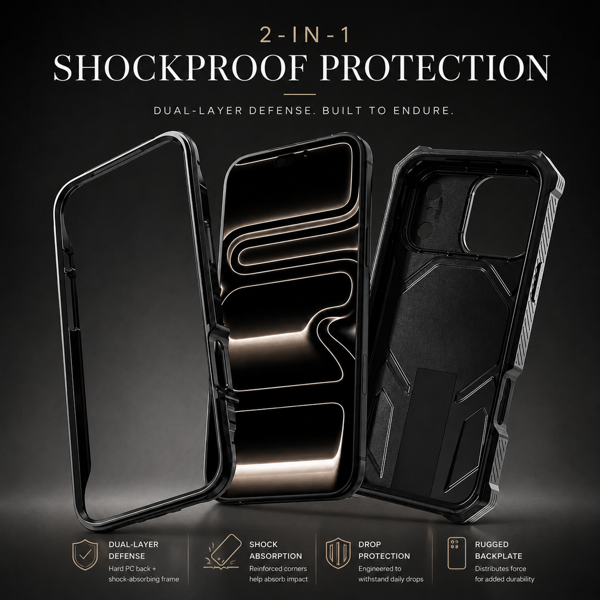Premium iPhone Case Magnetic Military Grade Cover Shockproof Heavy Duty Protective Ring Stand Full Coverage Camera Lens Guard Rugged Slim Durable Design