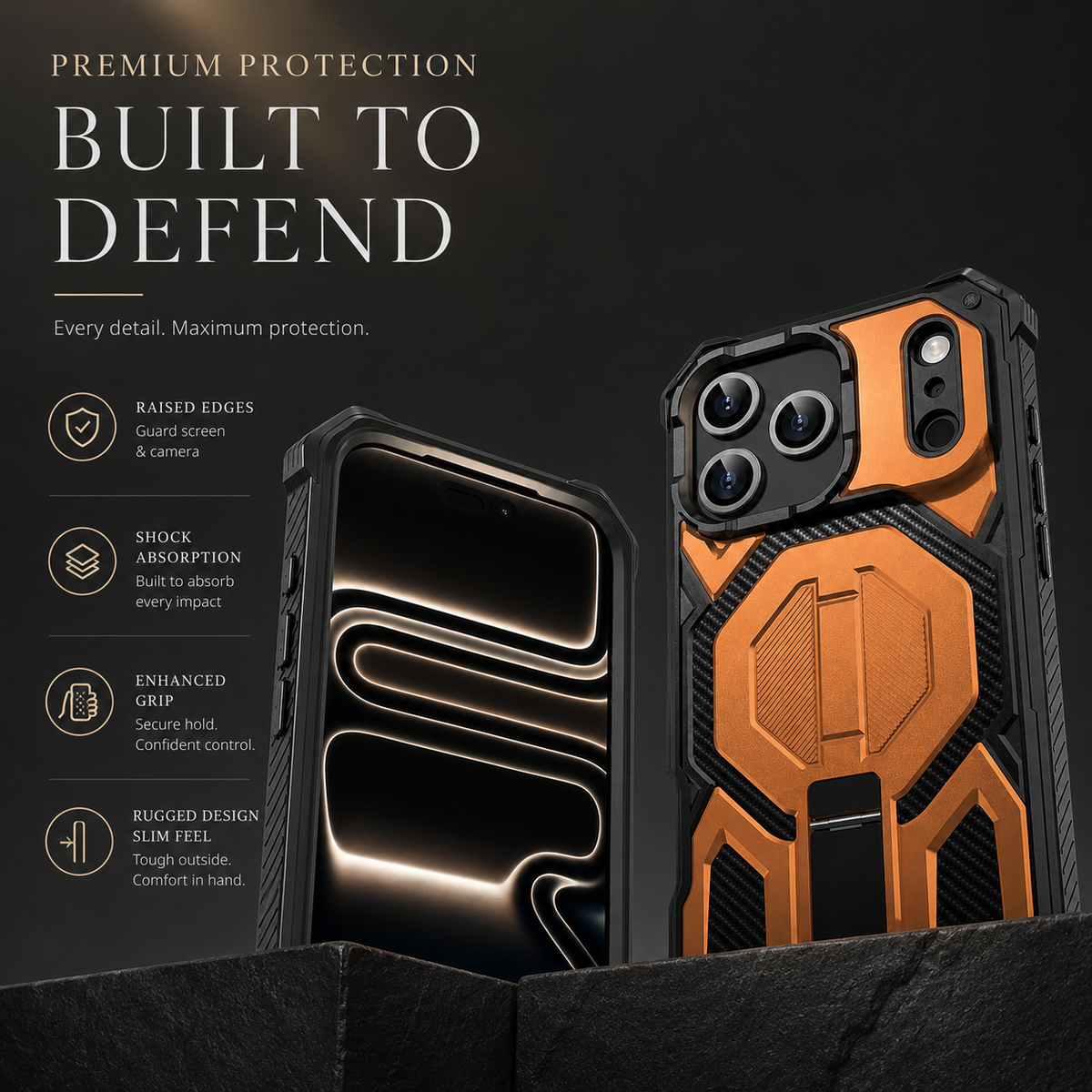 Premium iPhone Case Magnetic Military Grade Cover Shockproof Heavy Duty Protective Ring Stand Full Coverage Camera Lens Guard Rugged Slim Durable Design