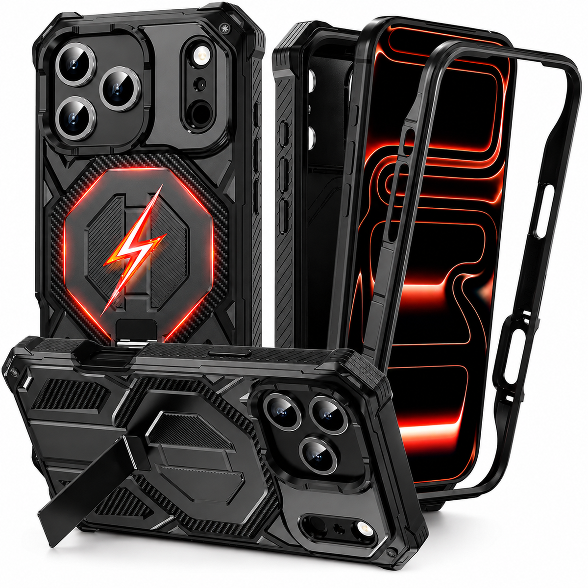 Premium iPhone Case Magnetic Military Grade Cover Shockproof Heavy Duty Protective Ring Stand Full Coverage Camera Lens Guard Rugged Slim Durable Design
