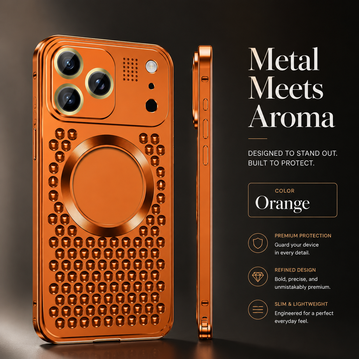 Premium iPhone Case Magnetic Protective Cover Aluminum Alloy Frame Heat Dissipation Metal Design Shockproof Anti Fall Camera Lens Guard Slim Structure