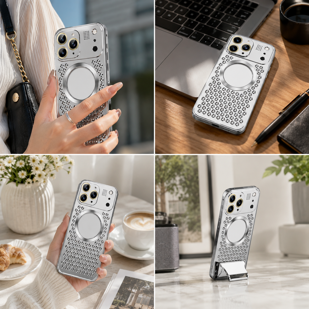 Premium iPhone Case Magnetic Protective Cover Aluminum Alloy Frame Heat Dissipation Metal Design Shockproof Anti Fall Camera Lens Guard Slim Structure