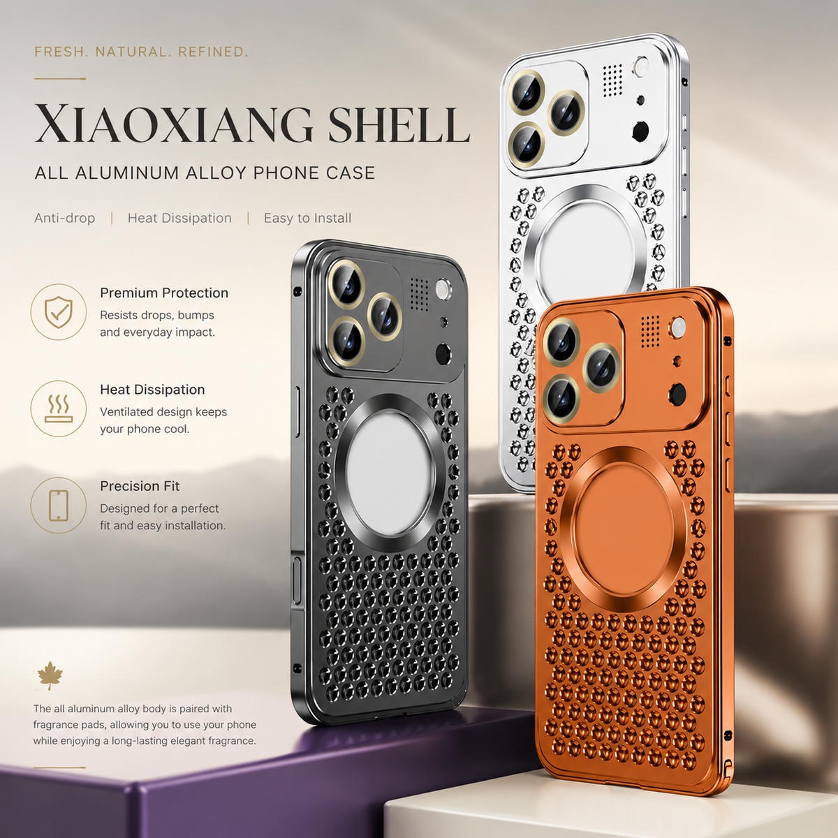 Premium iPhone Case Magnetic Protective Cover Aluminum Alloy Frame Heat Dissipation Metal Design Shockproof Anti Fall Camera Lens Guard Slim Structure