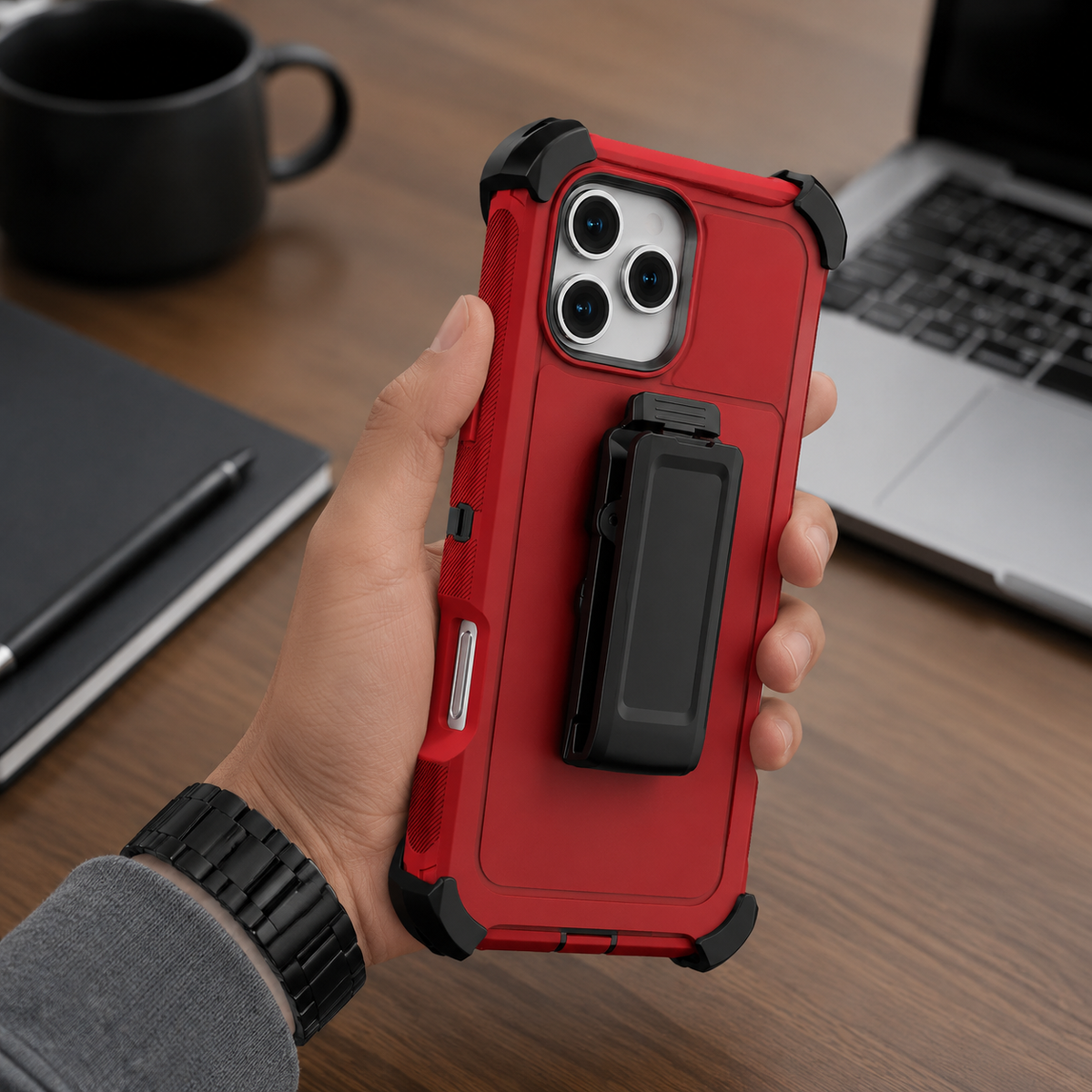 Premium iPhone Case Magnetic Protective Cover Rugged Defender Shockproof Armor Dual Layer Belt Clip Holder Full Port Protection Anti Slip Grip Heavy Duty Design
