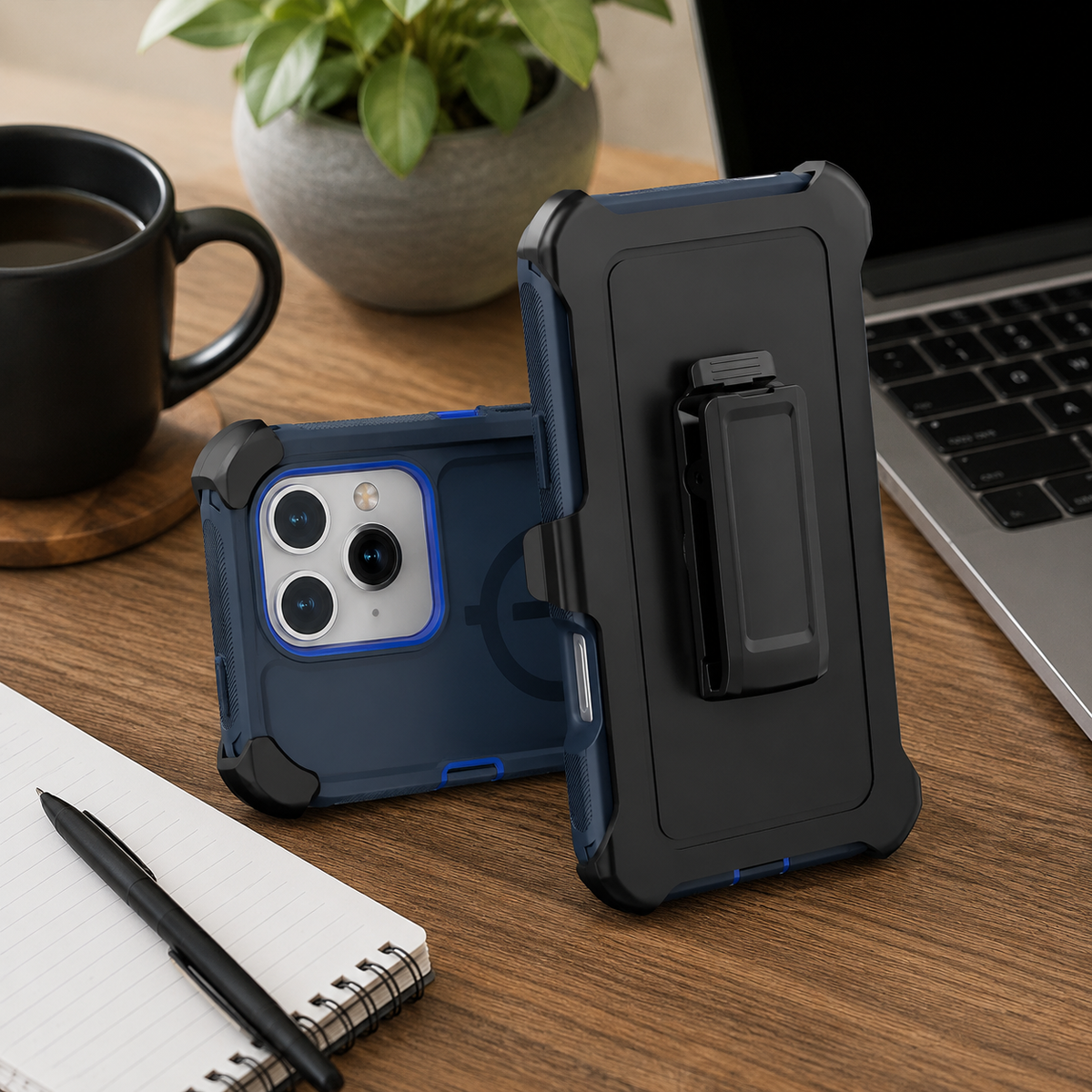 Premium iPhone Case Magnetic Protective Cover Rugged Defender Shockproof Armor Dual Layer Belt Clip Holder Full Port Protection Anti Slip Grip Heavy Duty Design