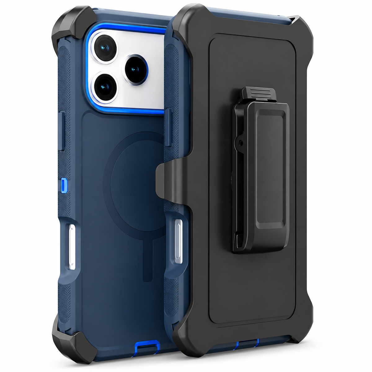 Premium iPhone Case Magnetic Protective Cover Rugged Defender Shockproof Armor Dual Layer Belt Clip Holder Full Port Protection Anti Slip Grip Heavy Duty Design
