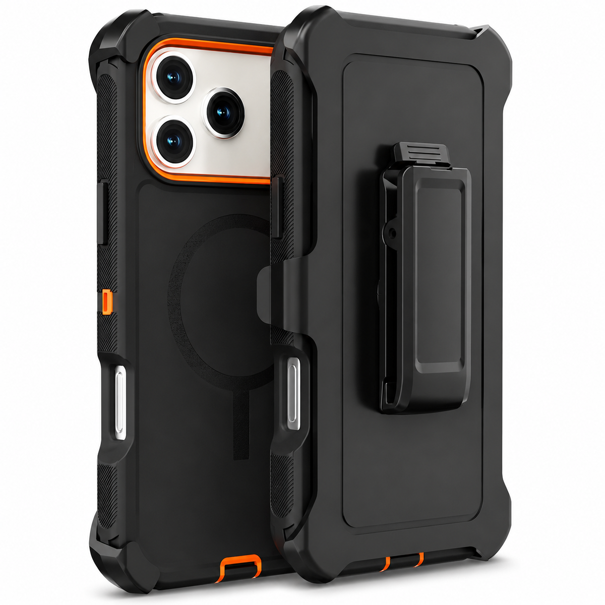 Premium iPhone Case Magnetic Protective Cover Rugged Defender Shockproof Armor Dual Layer Belt Clip Holder Full Port Protection Anti Slip Grip Heavy Duty Design