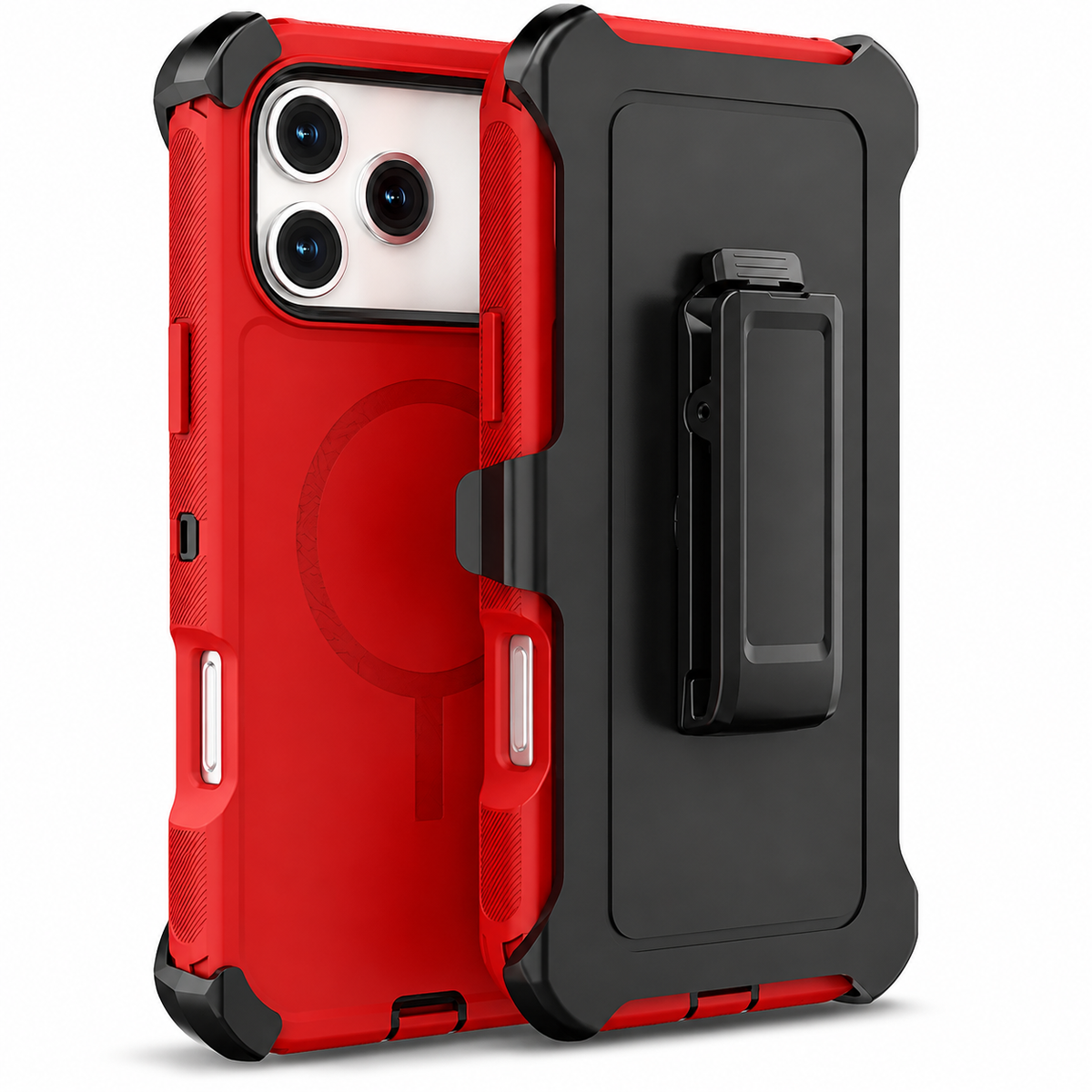 Premium iPhone Case Magnetic Protective Cover Rugged Defender Shockproof Armor Dual Layer Belt Clip Holder Full Port Protection Anti Slip Grip Heavy Duty Design
