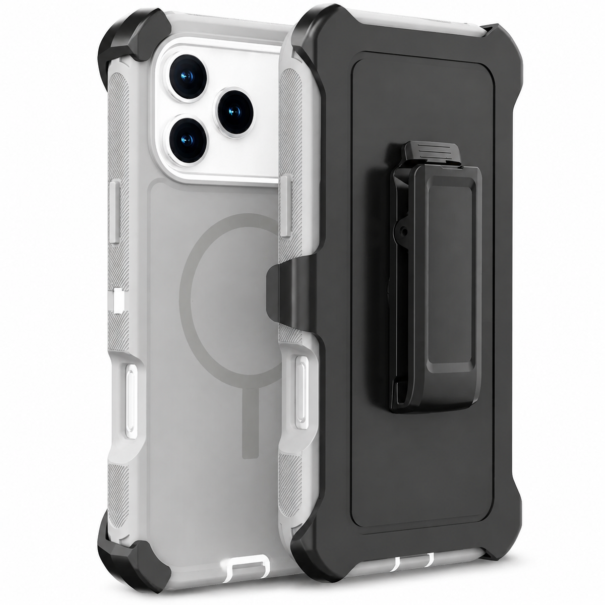 Premium iPhone Case Magnetic Protective Cover Rugged Defender Shockproof Armor Dual Layer Belt Clip Holder Full Port Protection Anti Slip Grip Heavy Duty Design
